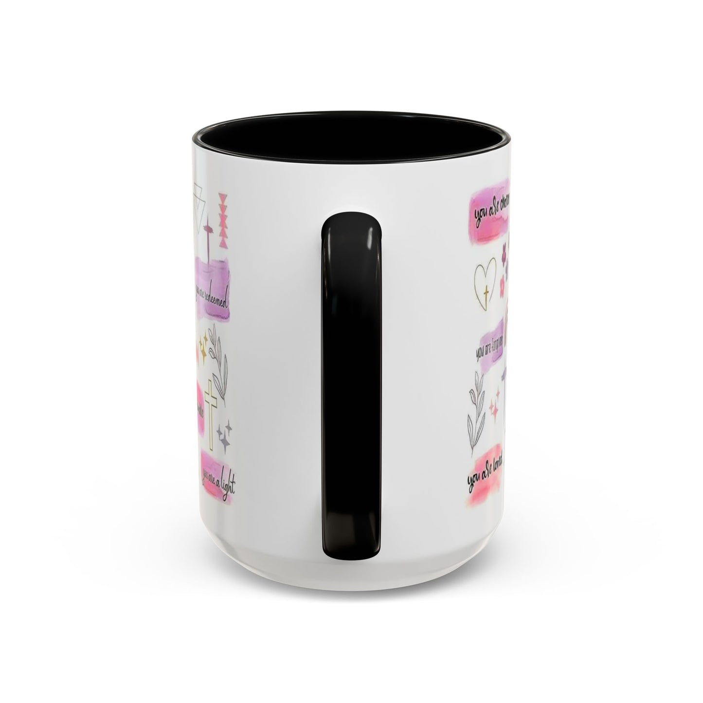 Christian Accent Coffee Mug — "Remind me who you are in Christ" Inspirational Pattern