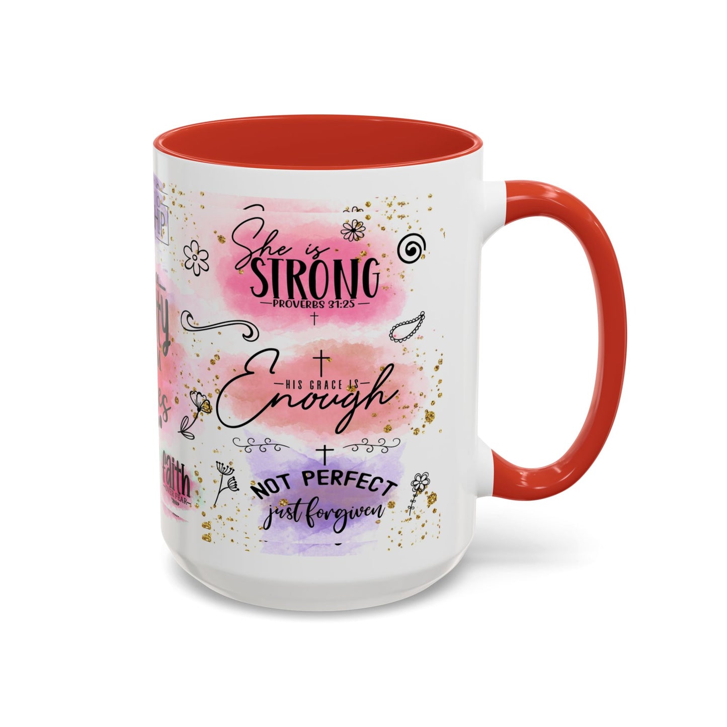 Inspirational Christian Coffee Mug — "Beauty From Ashes" Faith & Strength Accent Mug (11/15oz)