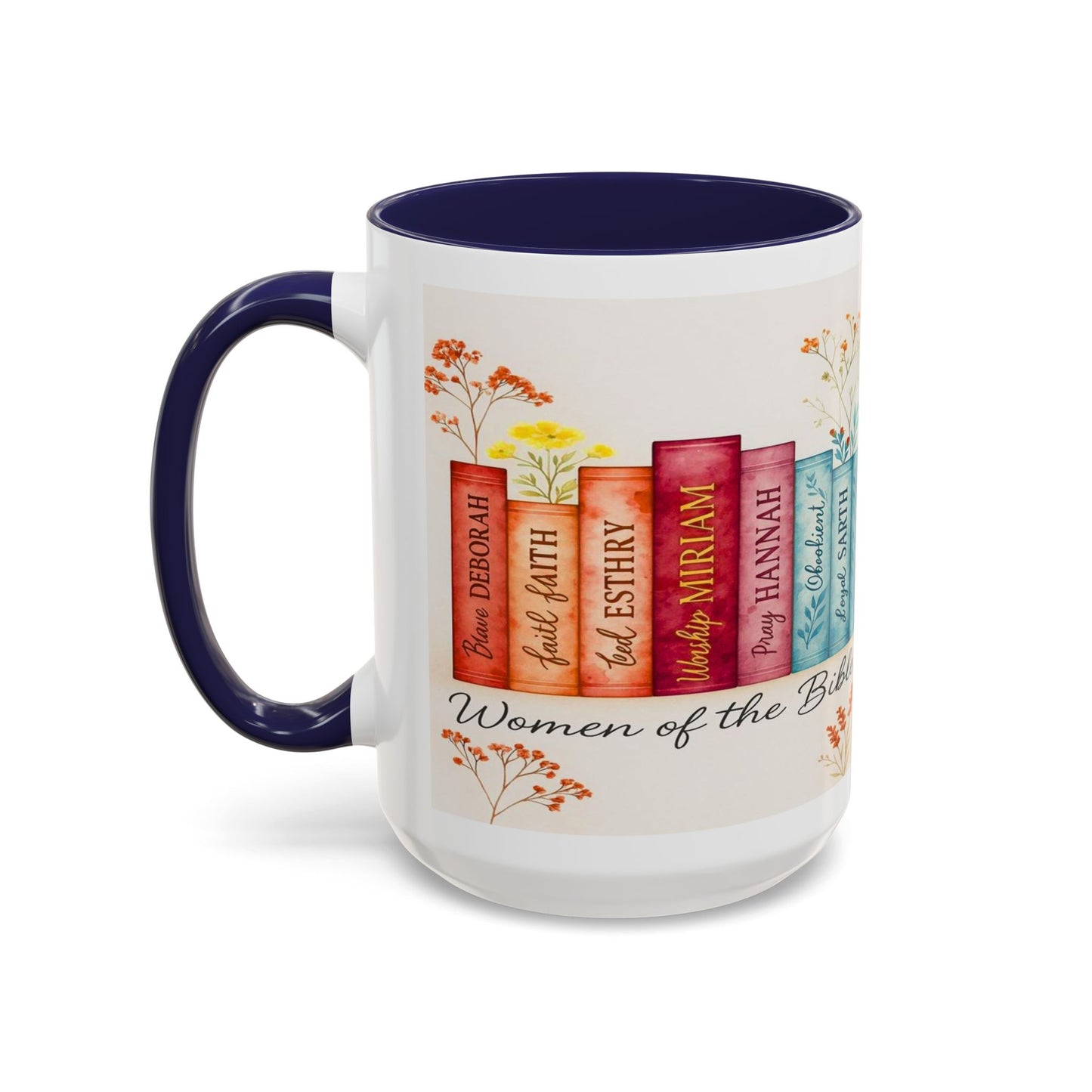 Bible Women Coffee Mug — Floral Illustrated Books Design (11/15 oz)