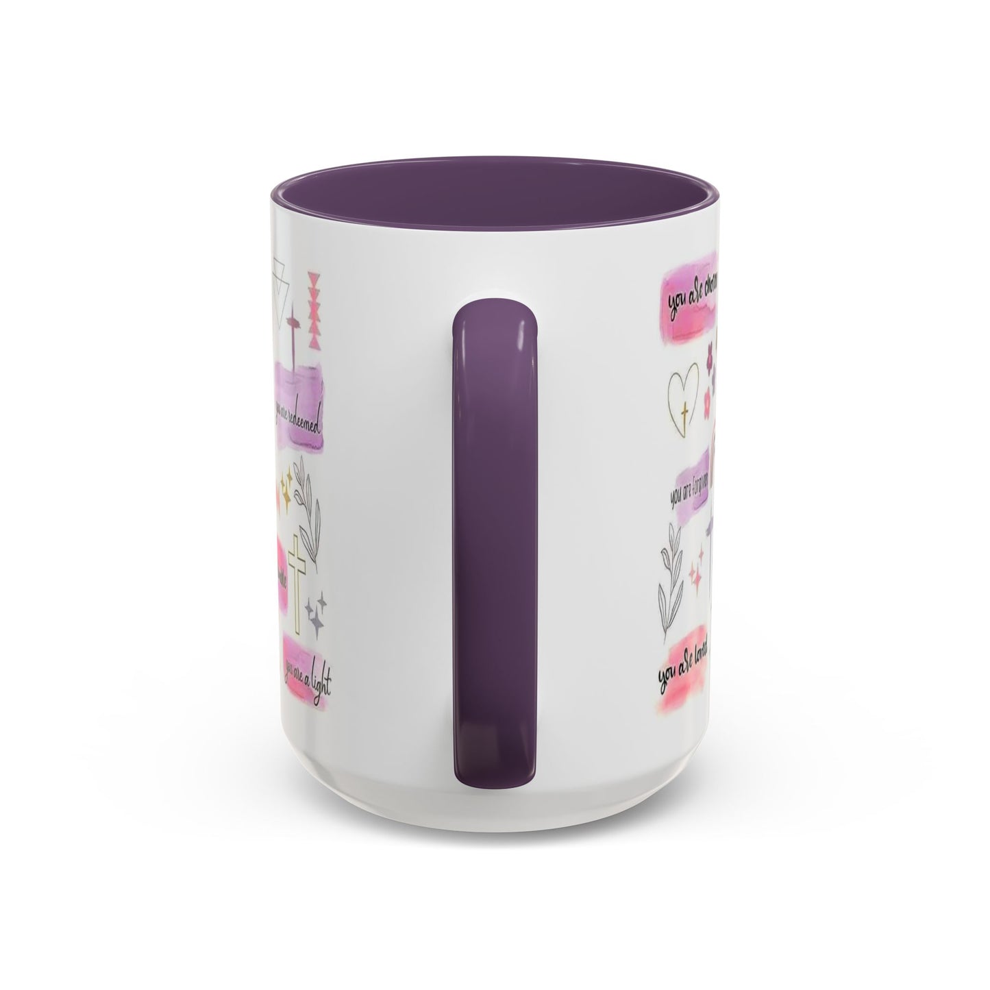 Christian Accent Coffee Mug — "Remind me who you are in Christ" Inspirational Pattern