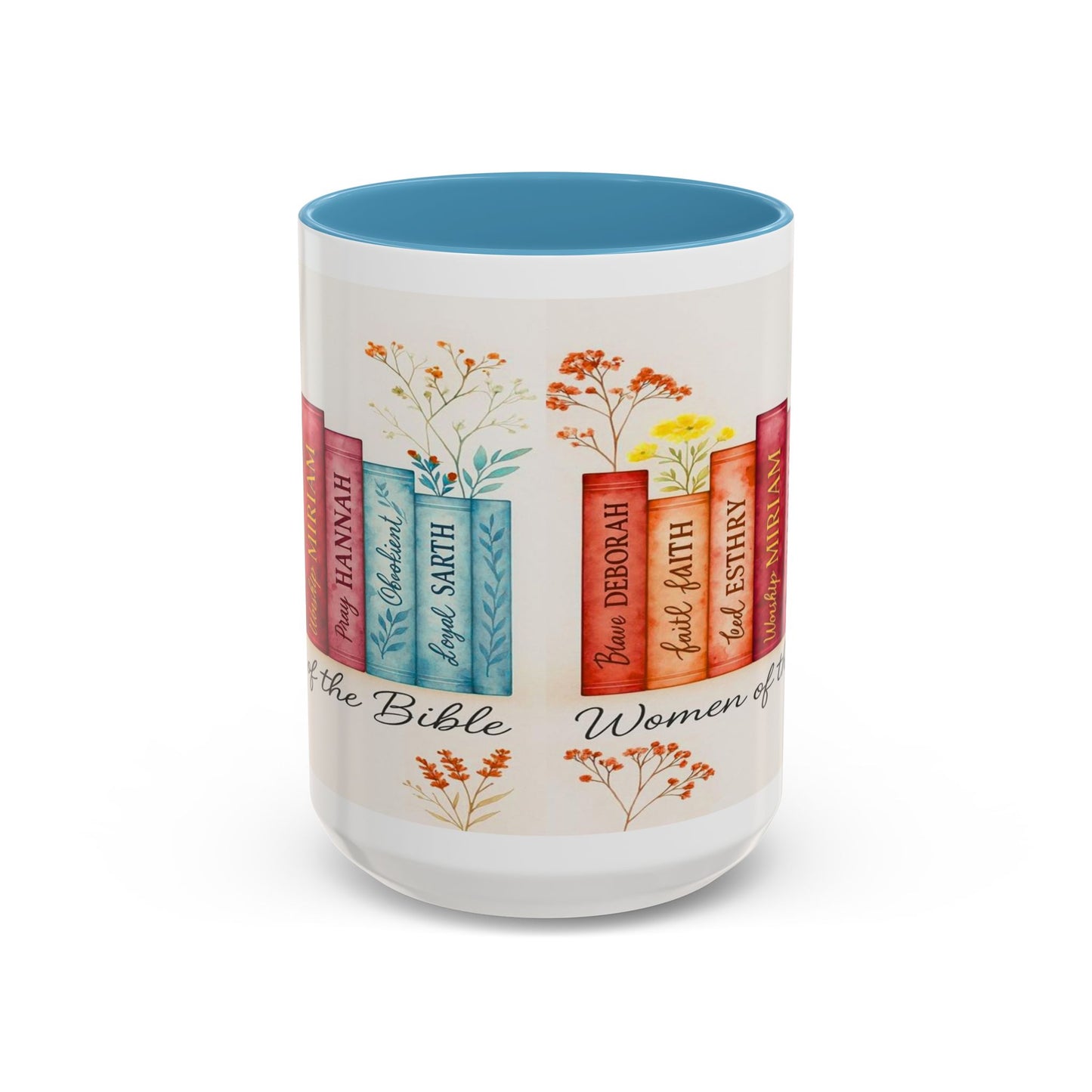 Bible Women Coffee Mug — Floral Illustrated Books Design (11/15 oz)