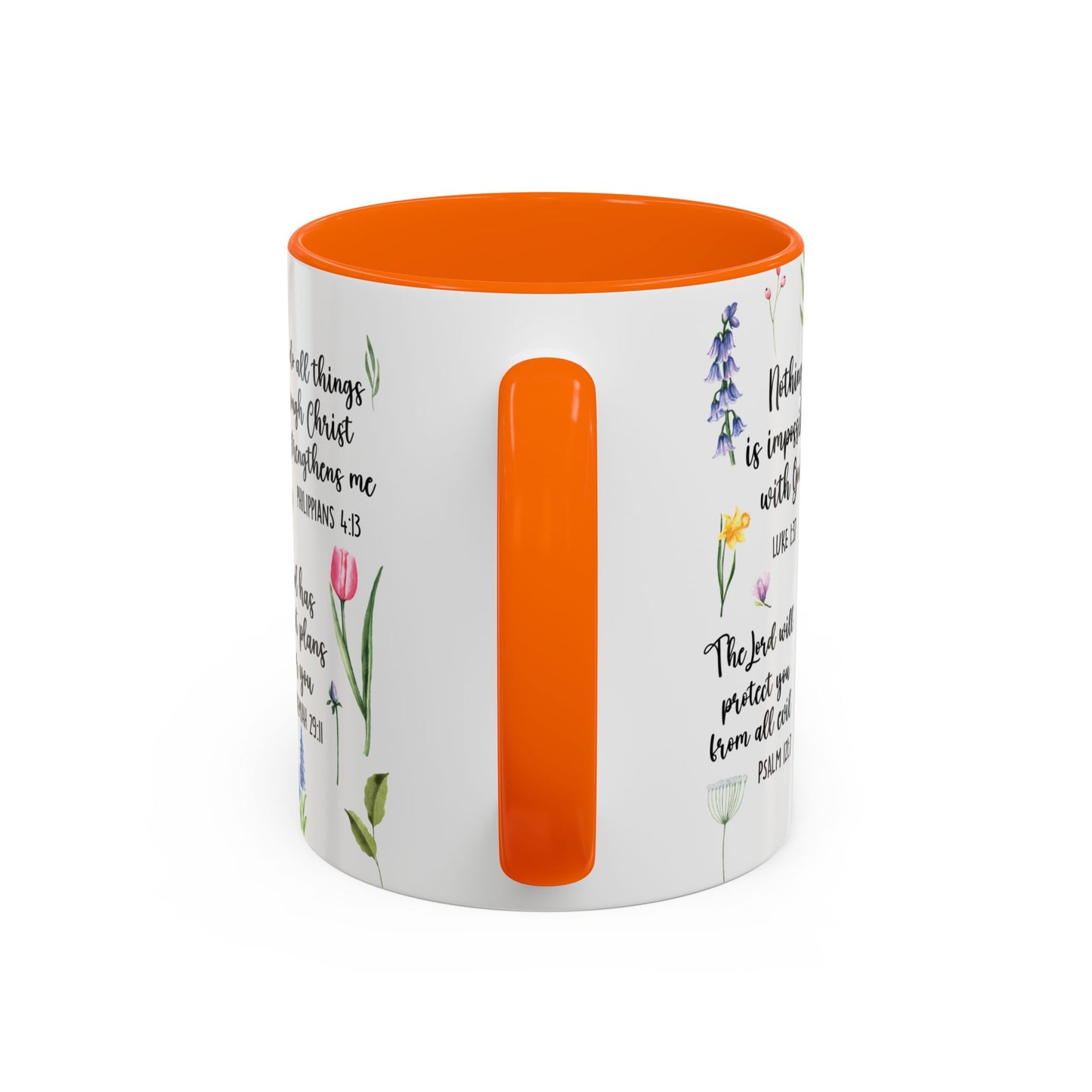 Inspirational Bible Verse Coffee Mug — Floral Scripture Quotes (11/15oz)