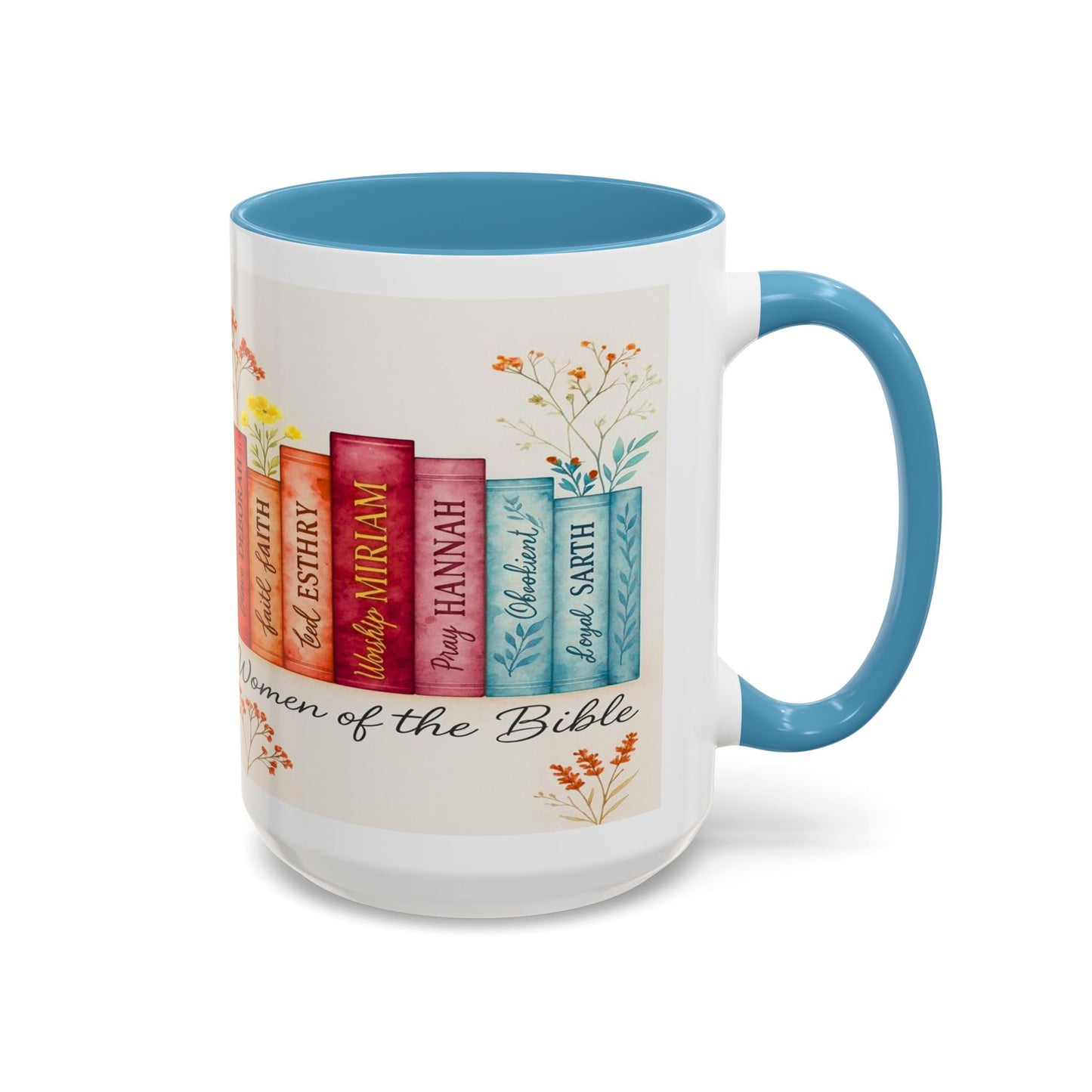 Bible Women Coffee Mug — Floral Illustrated Books Design (11/15 oz)