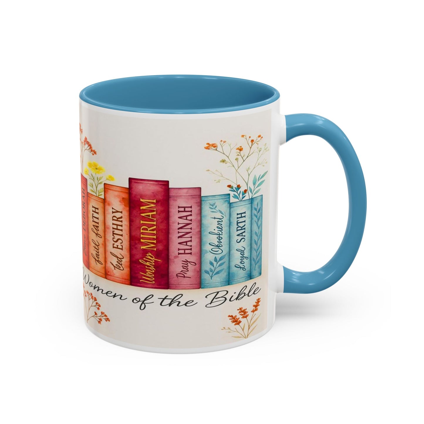 Bible Women Coffee Mug — Floral Illustrated Books Design (11/15 oz)