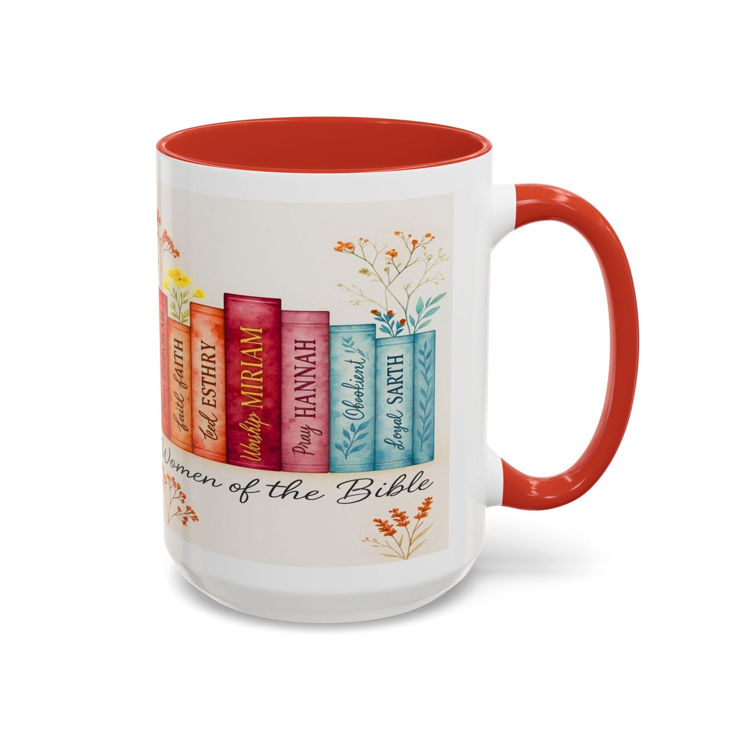 Bible Women Coffee Mug — Floral Illustrated Books Design (11/15 oz)