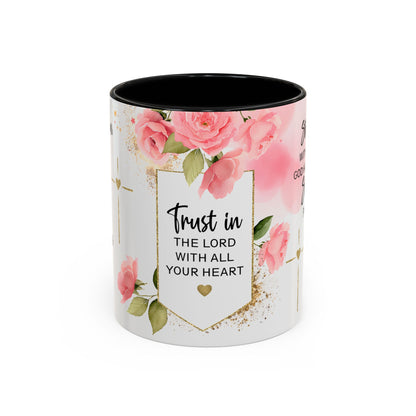 Faith Floral Coffee Mug — "Trust in the Lord with All Your Heart" Scripture Gift