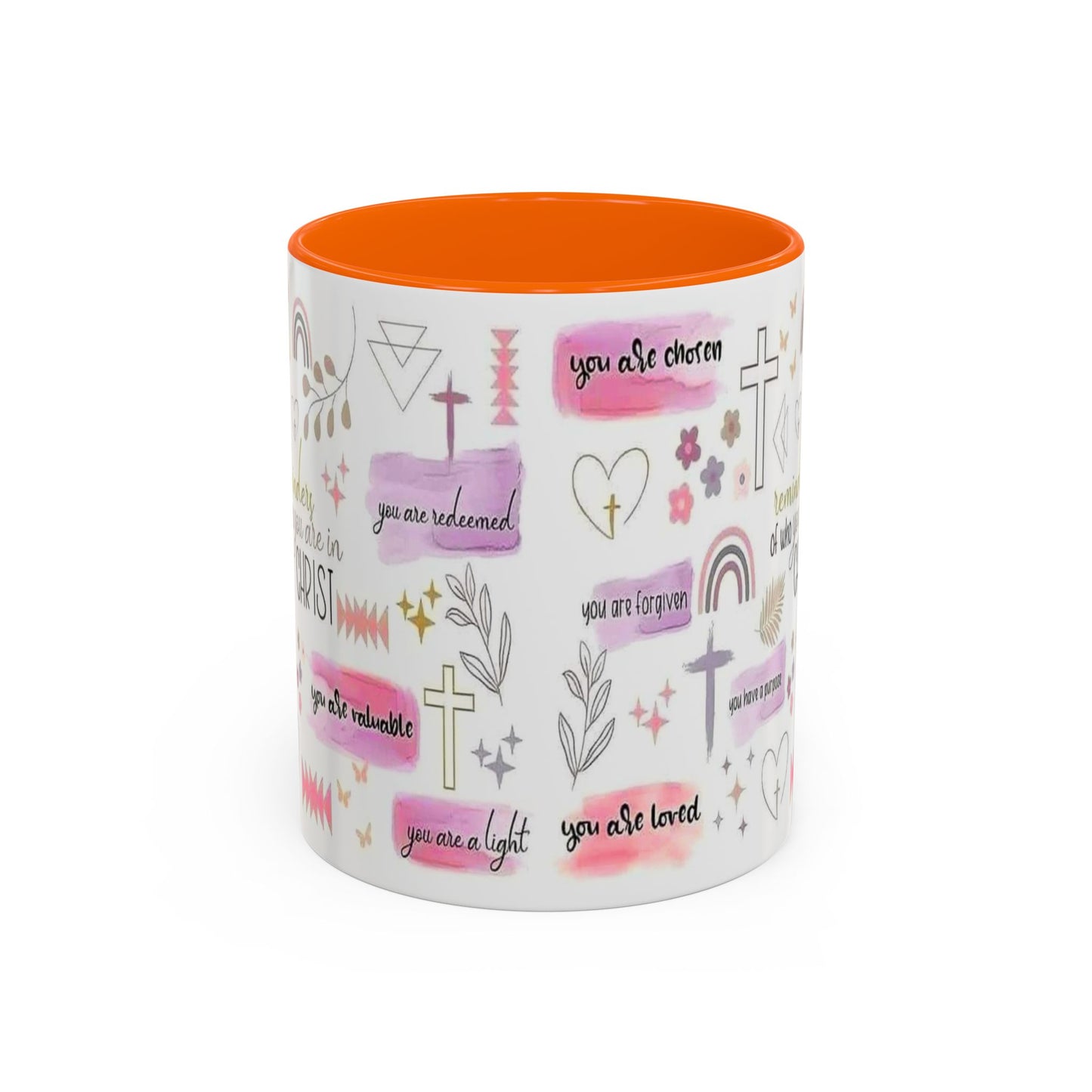 Christian Accent Coffee Mug — "Remind me who you are in Christ" Inspirational Pattern