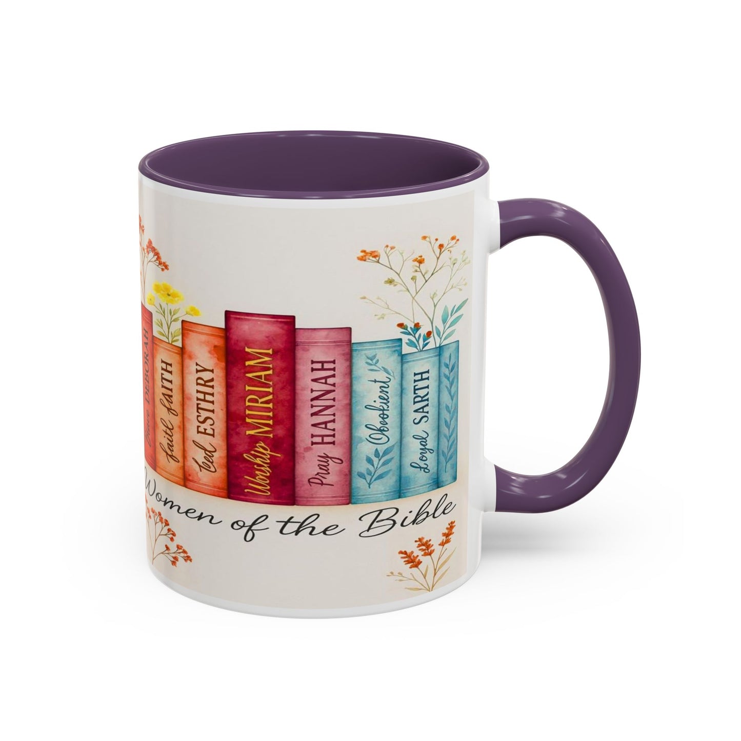 Bible Women Coffee Mug — Floral Illustrated Books Design (11/15 oz)
