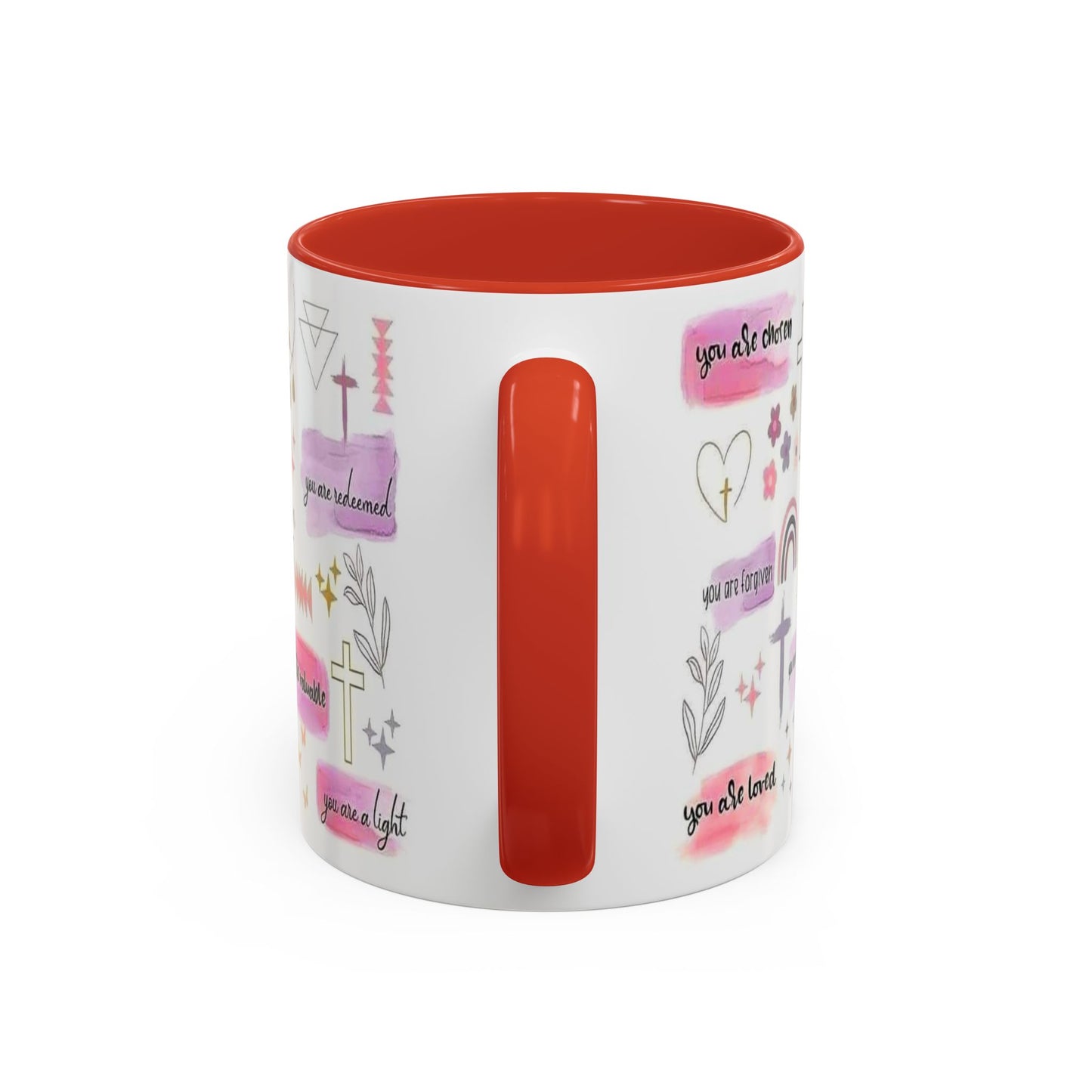 Christian Accent Coffee Mug — "Remind me who you are in Christ" Inspirational Pattern