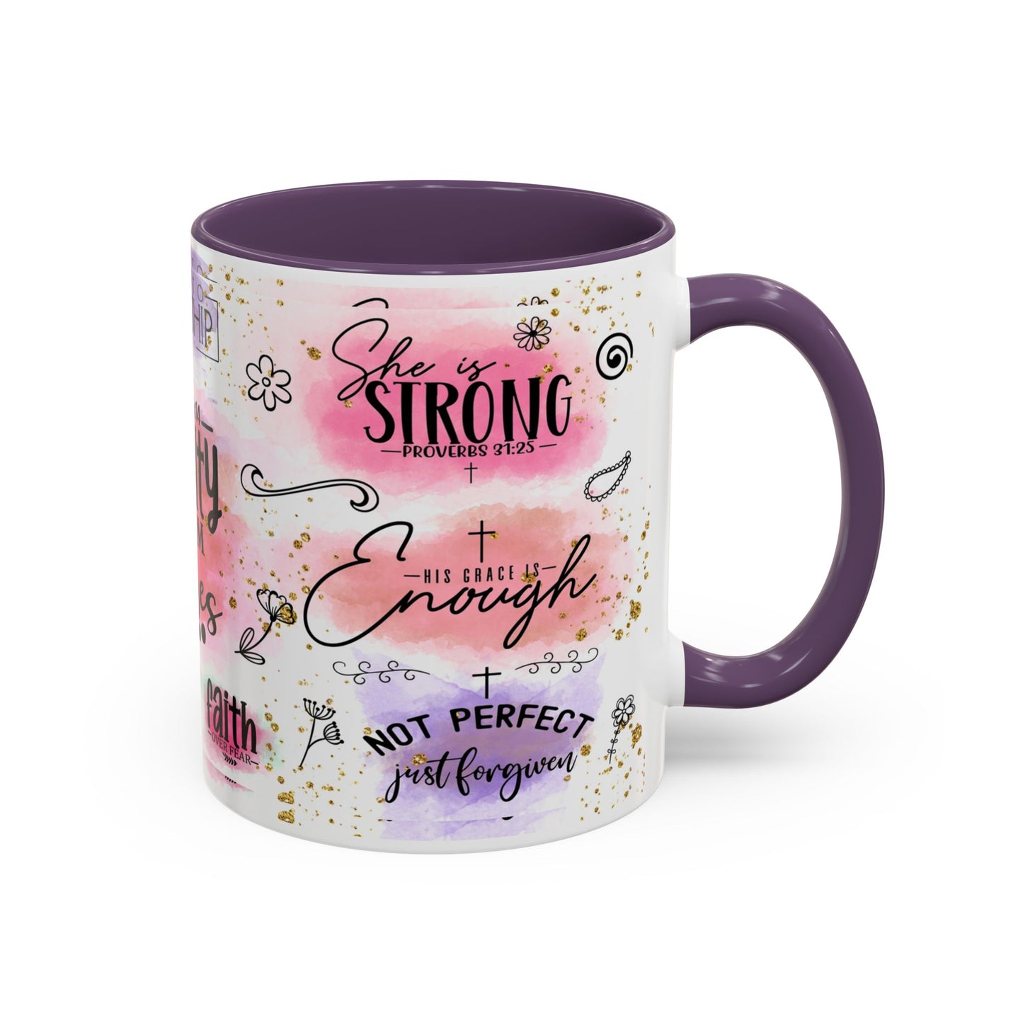 Inspirational Christian Coffee Mug — "Beauty From Ashes" Faith & Strength Accent Mug (11/15oz)