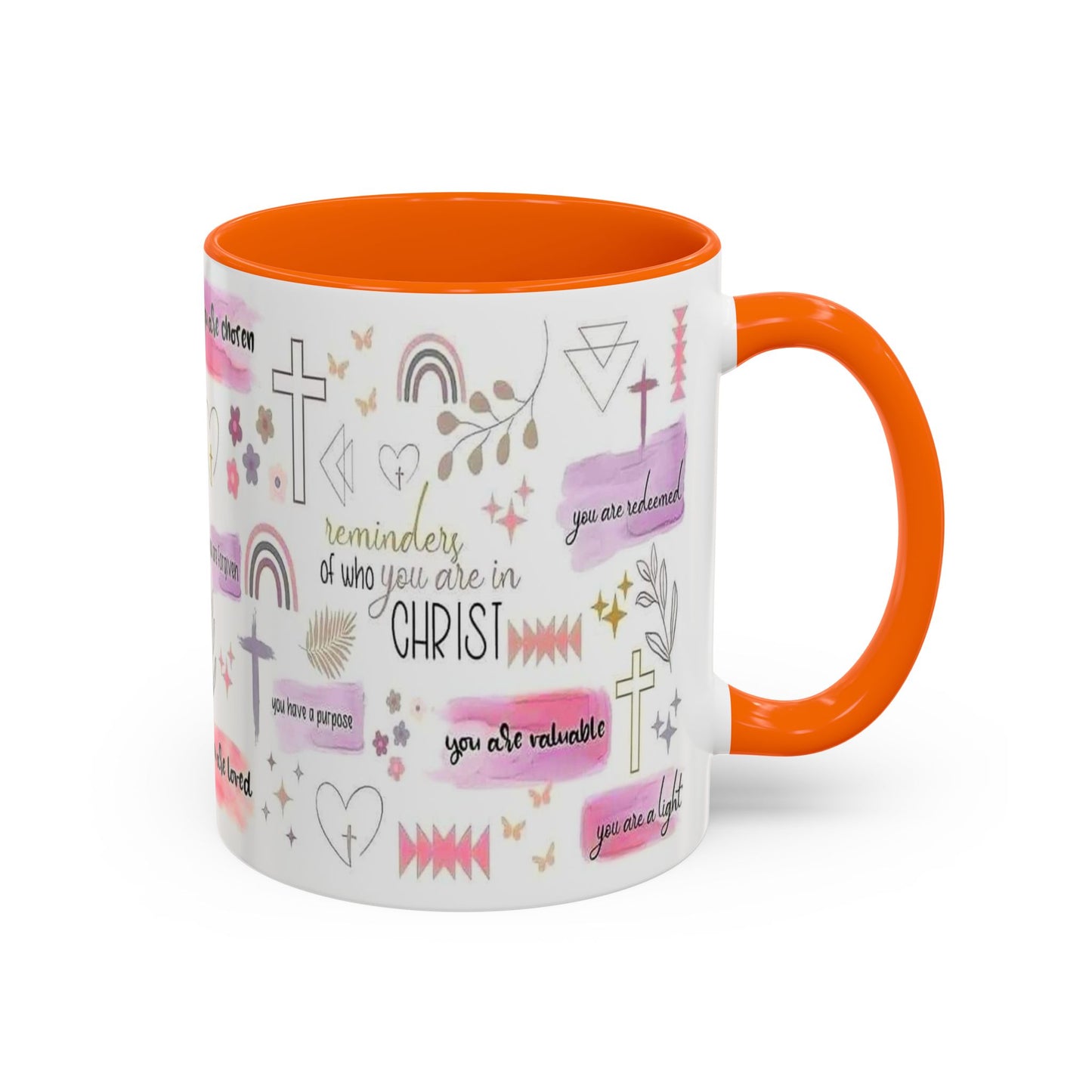 Christian Accent Coffee Mug — "Remind me who you are in Christ" Inspirational Pattern