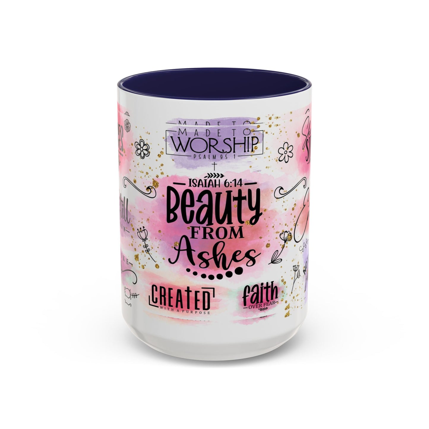 Inspirational Christian Coffee Mug — "Beauty From Ashes" Faith & Strength Accent Mug (11/15oz)