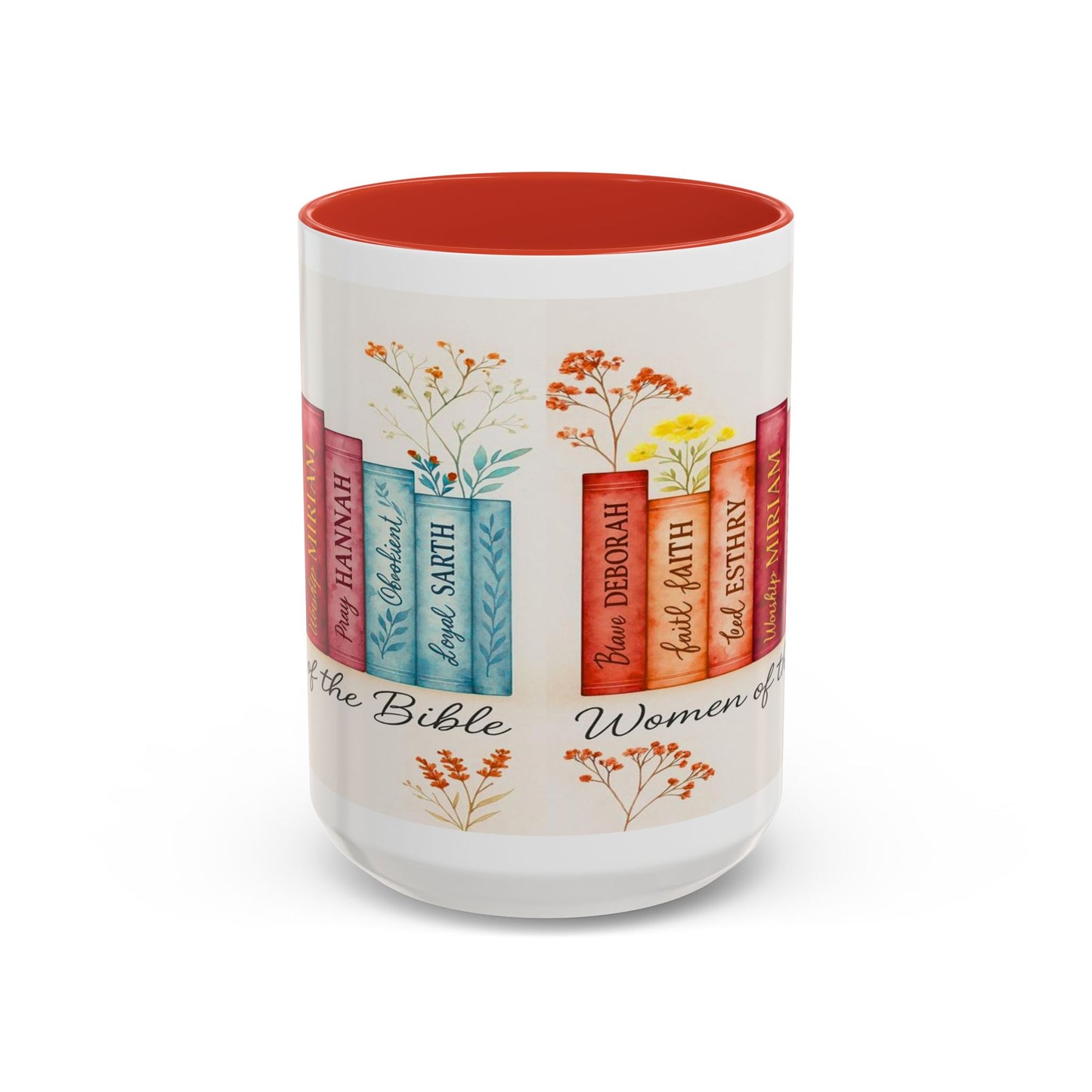 Bible Women Coffee Mug — Floral Illustrated Books Design (11/15 oz)
