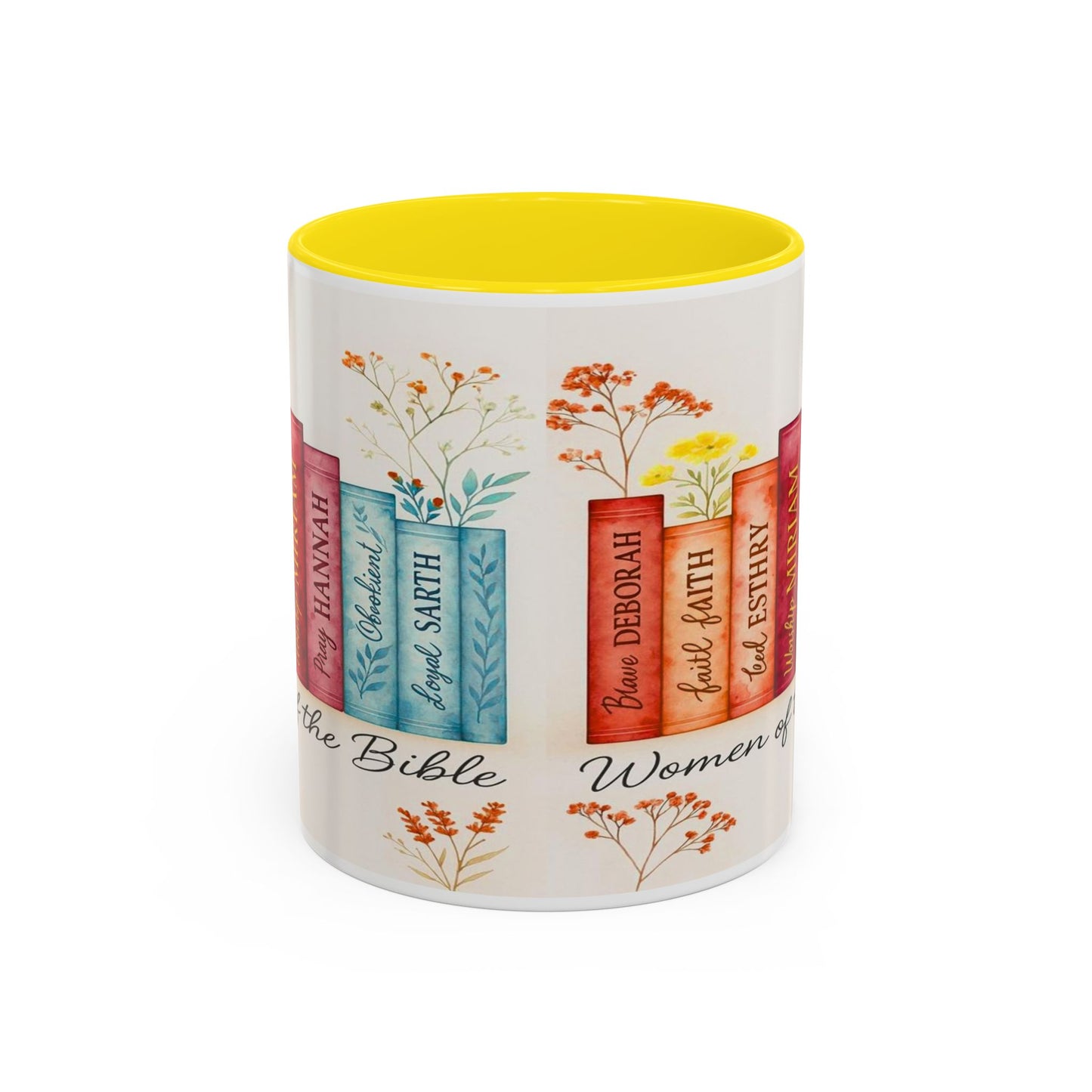 Bible Women Coffee Mug — Floral Illustrated Books Design (11/15 oz)