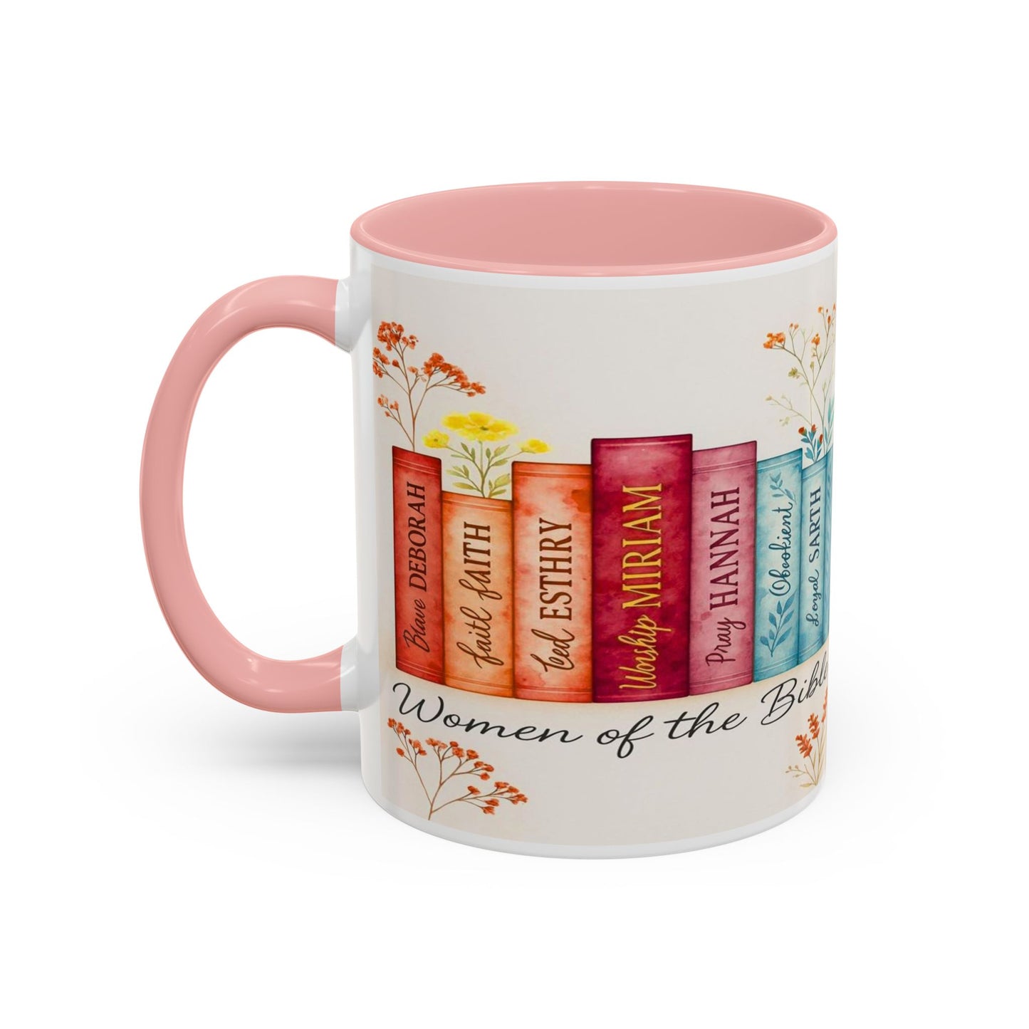 Bible Women Coffee Mug — Floral Illustrated Books Design (11/15 oz)
