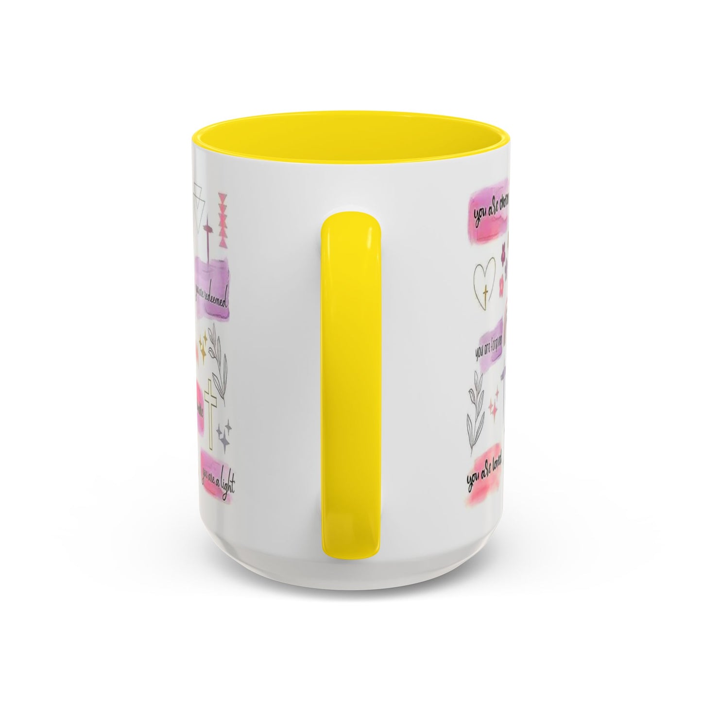 Christian Accent Coffee Mug — "Remind me who you are in Christ" Inspirational Pattern