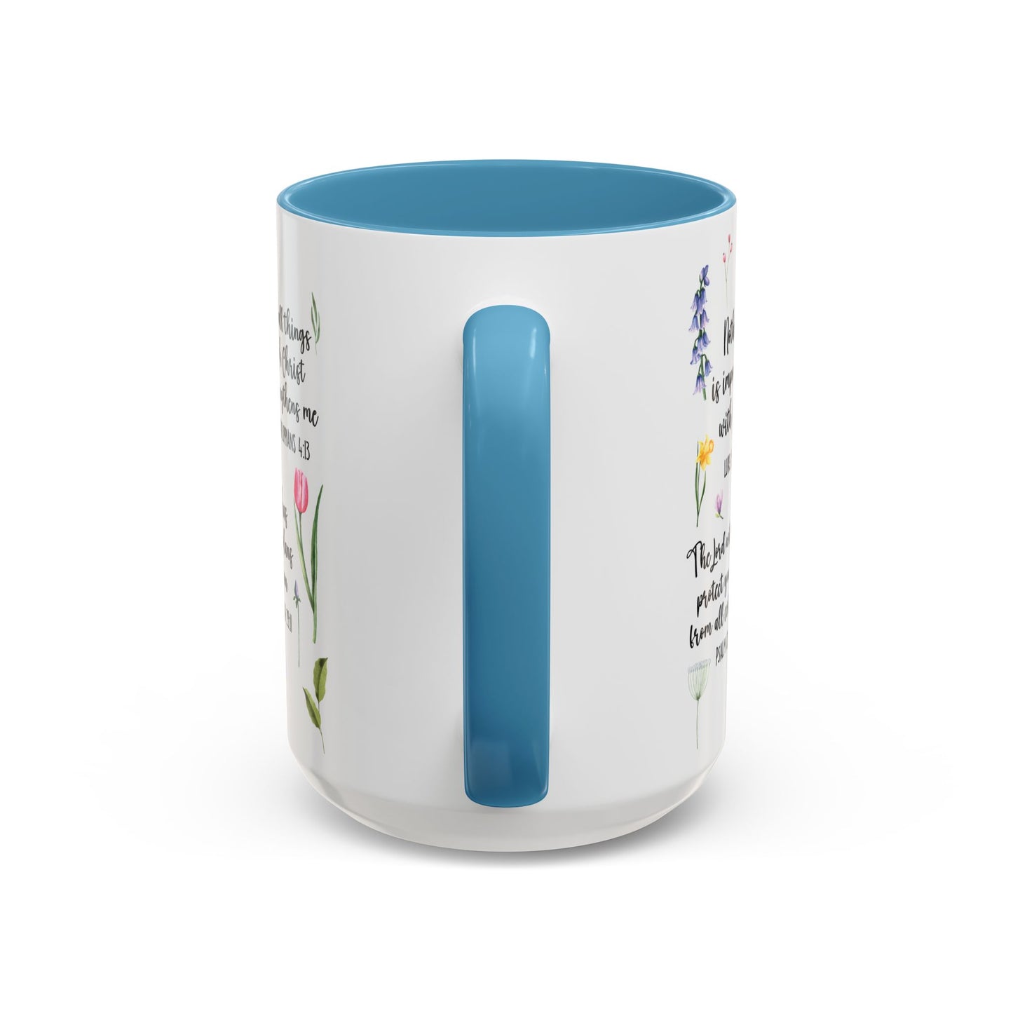 Inspirational Bible Verse Coffee Mug — Floral Scripture Quotes (11/15oz)