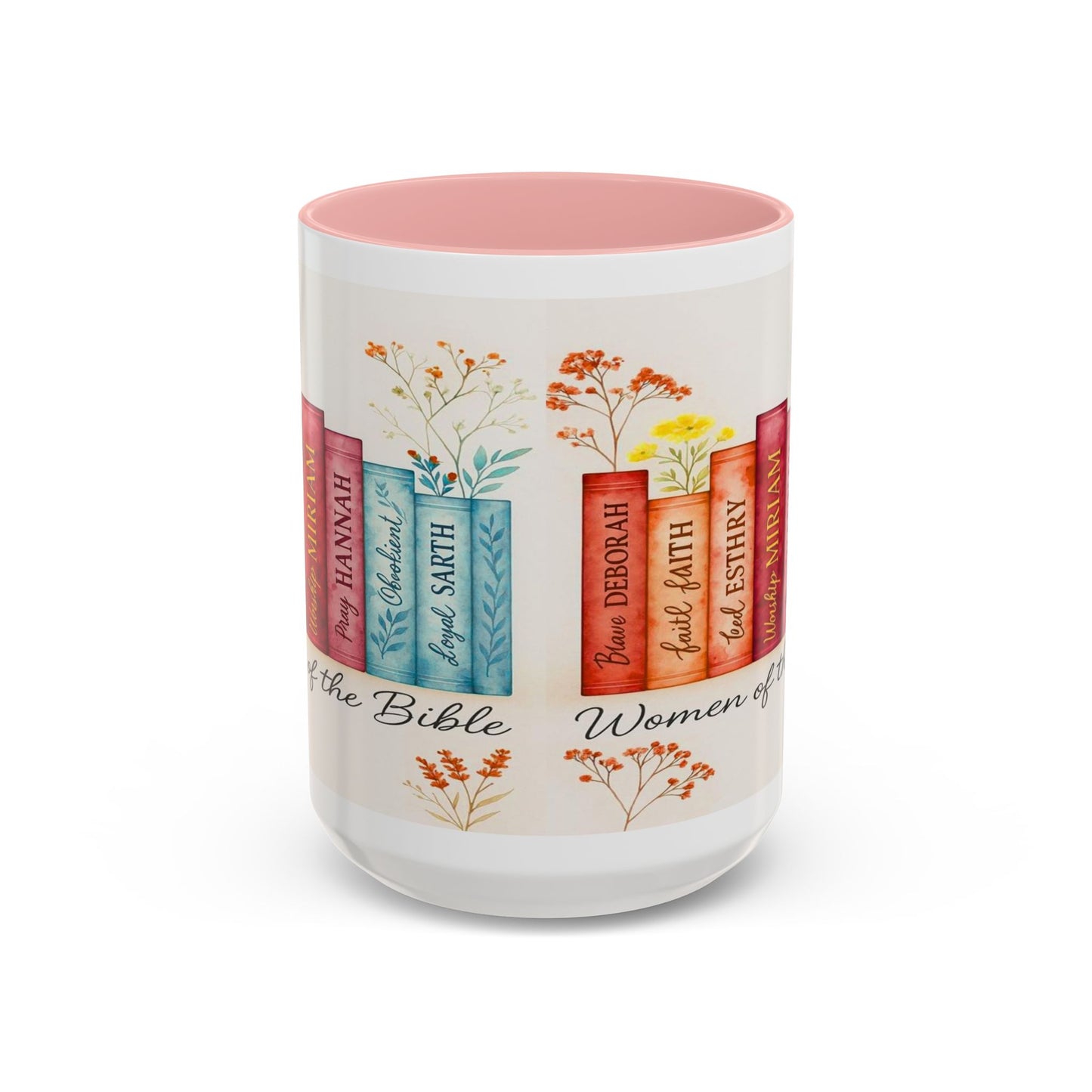 Bible Women Coffee Mug — Floral Illustrated Books Design (11/15 oz)