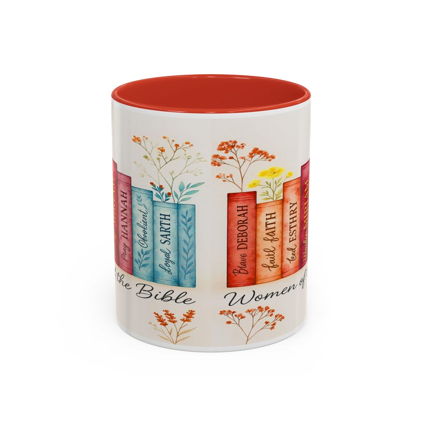 Bible Women Coffee Mug — Floral Illustrated Books Design (11/15 oz)