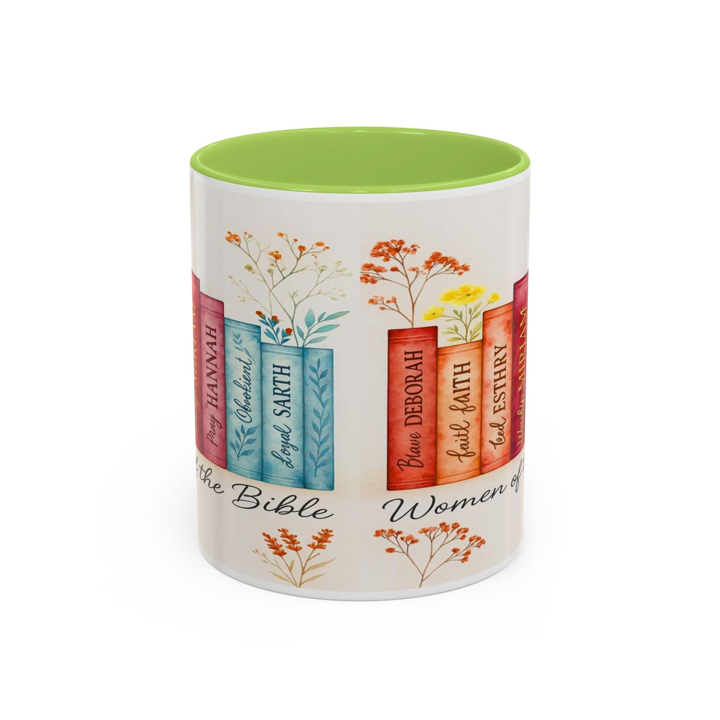 Bible Women Coffee Mug — Floral Illustrated Books Design (11/15 oz)