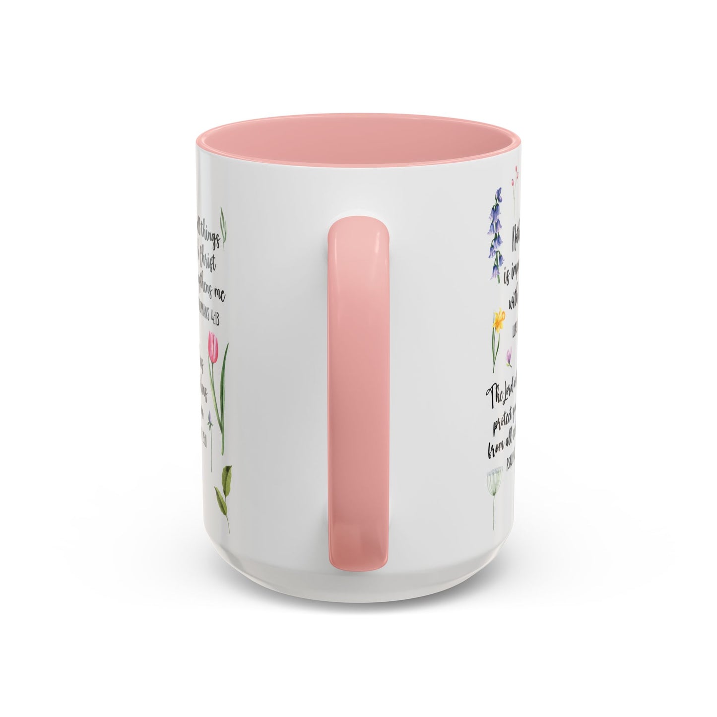 Inspirational Bible Verse Coffee Mug — Floral Scripture Quotes (11/15oz)