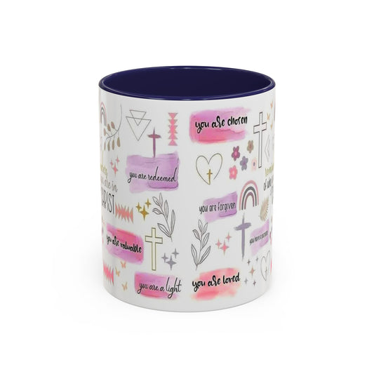 Christian Accent Coffee Mug — "Remind me who you are in Christ" Inspirational Pattern
