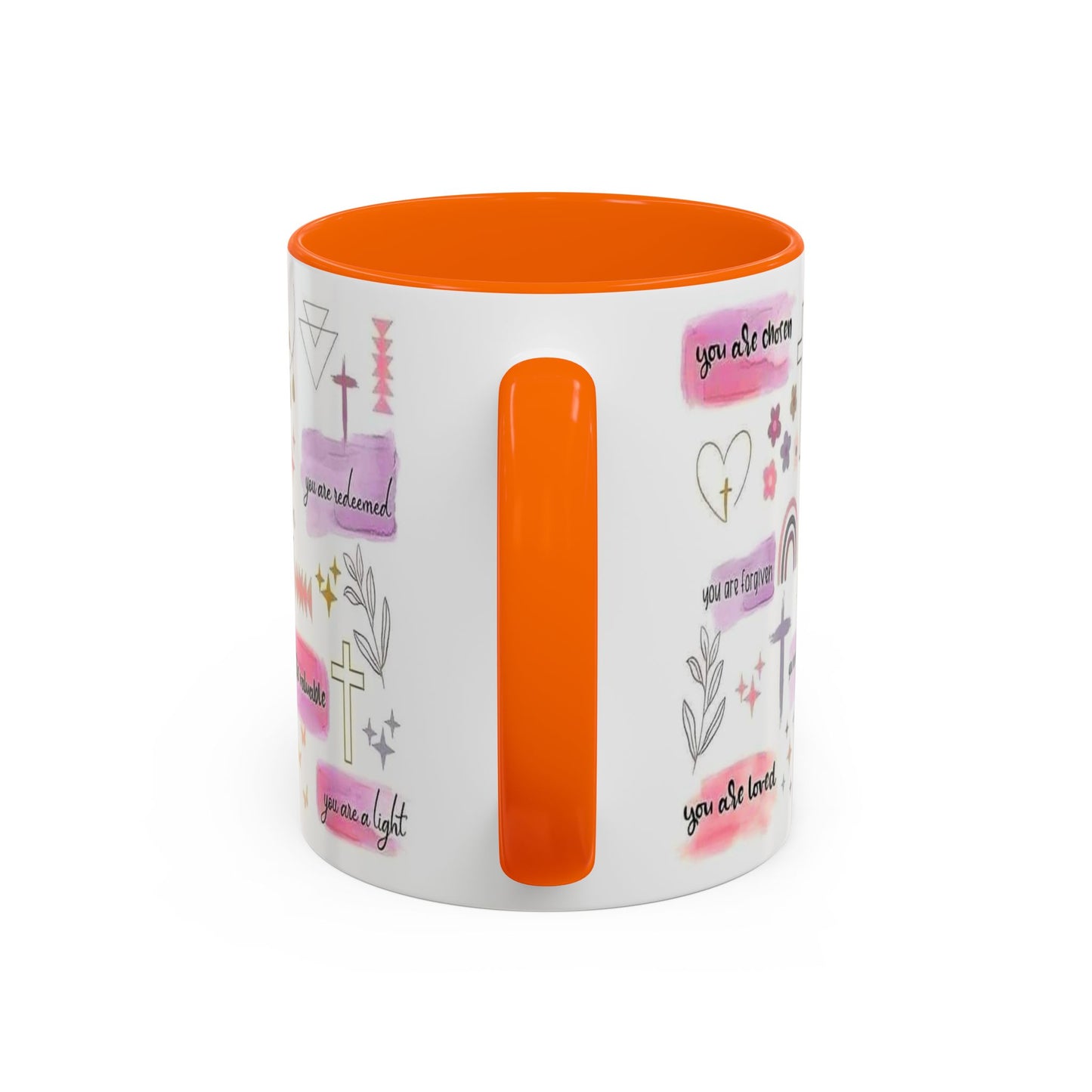 Christian Accent Coffee Mug — "Remind me who you are in Christ" Inspirational Pattern