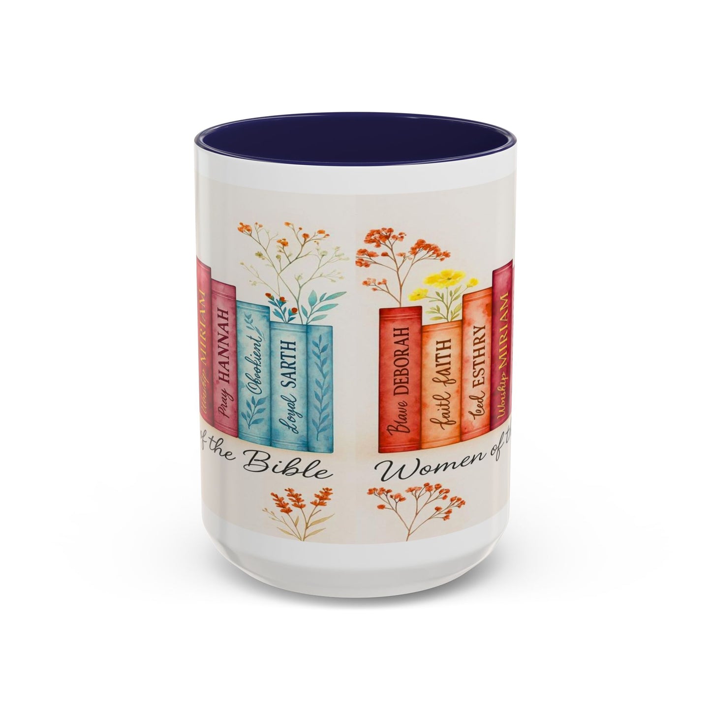 Bible Women Coffee Mug — Floral Illustrated Books Design (11/15 oz)