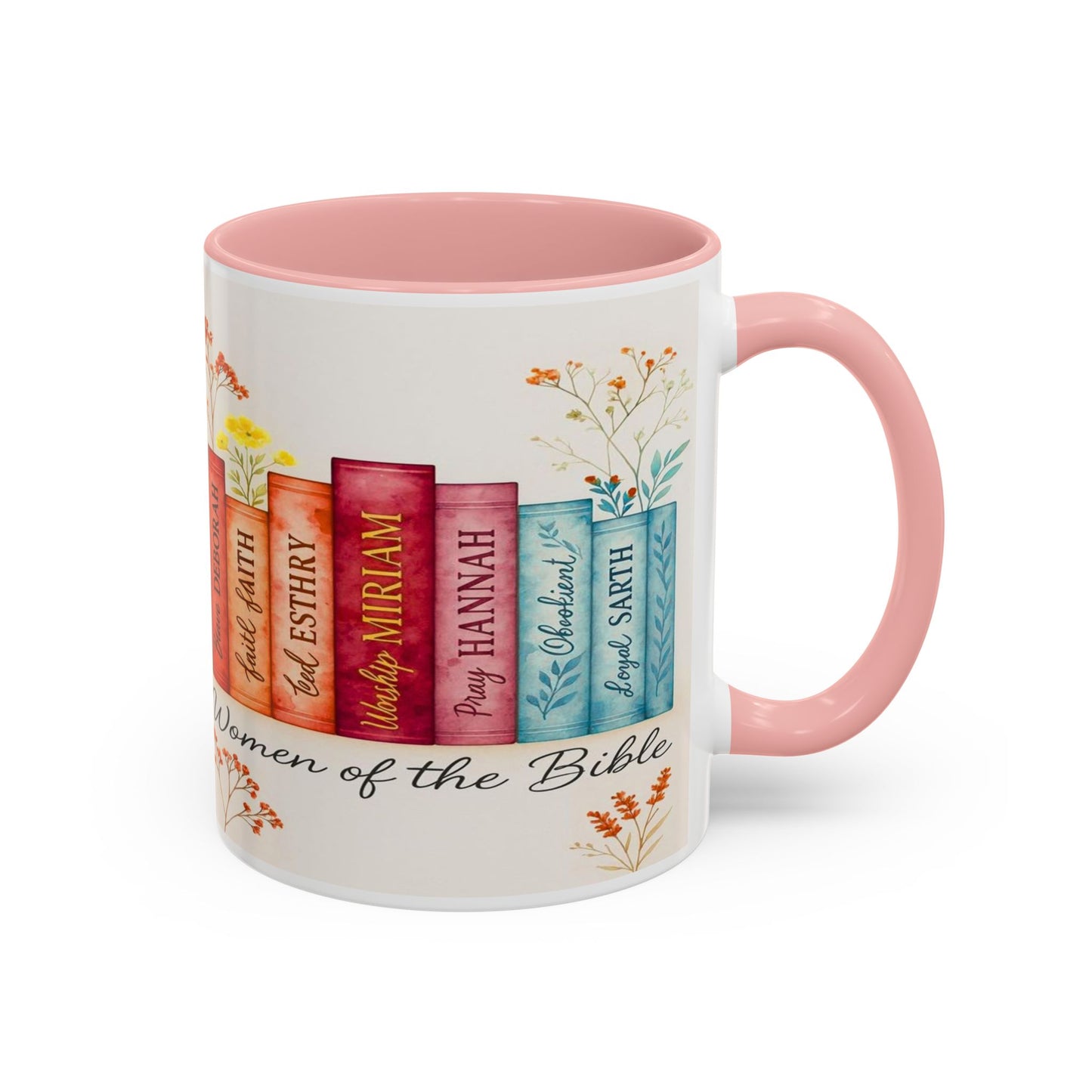Bible Women Coffee Mug — Floral Illustrated Books Design (11/15 oz)