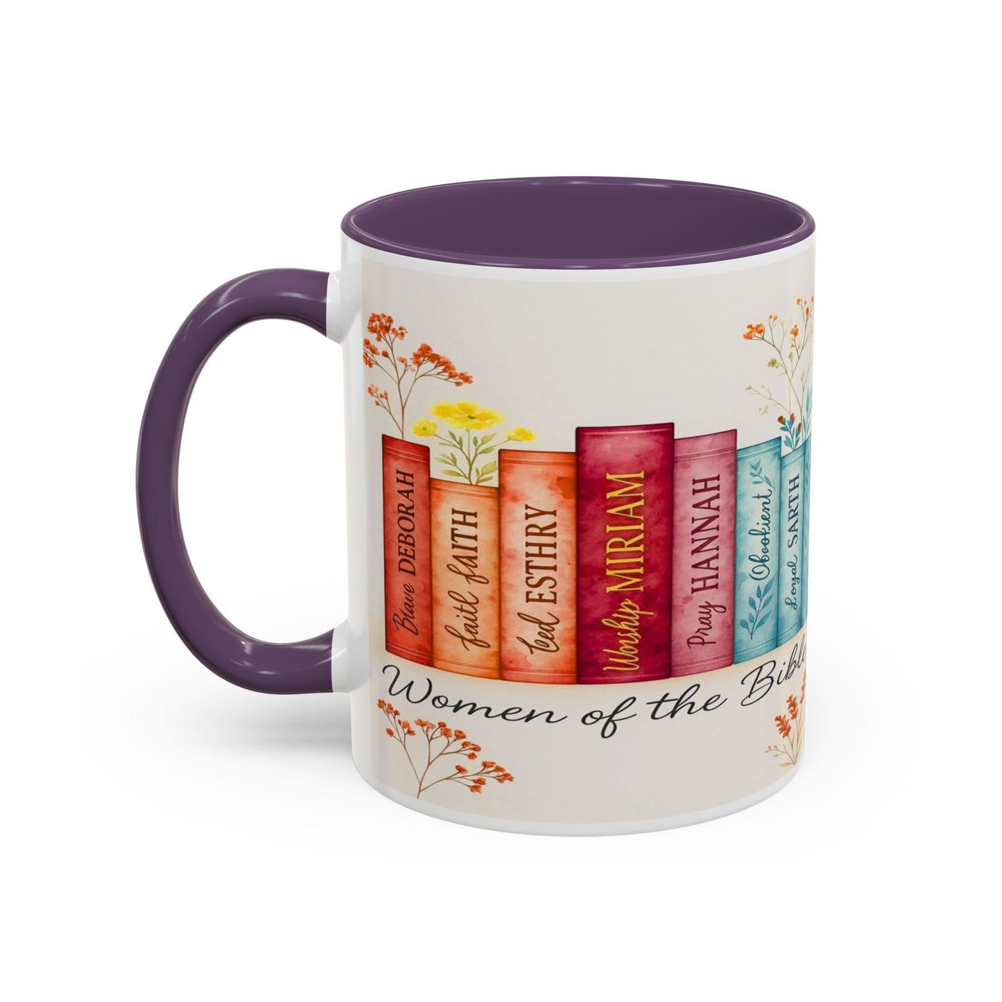 Bible Women Coffee Mug — Floral Illustrated Books Design (11/15 oz)