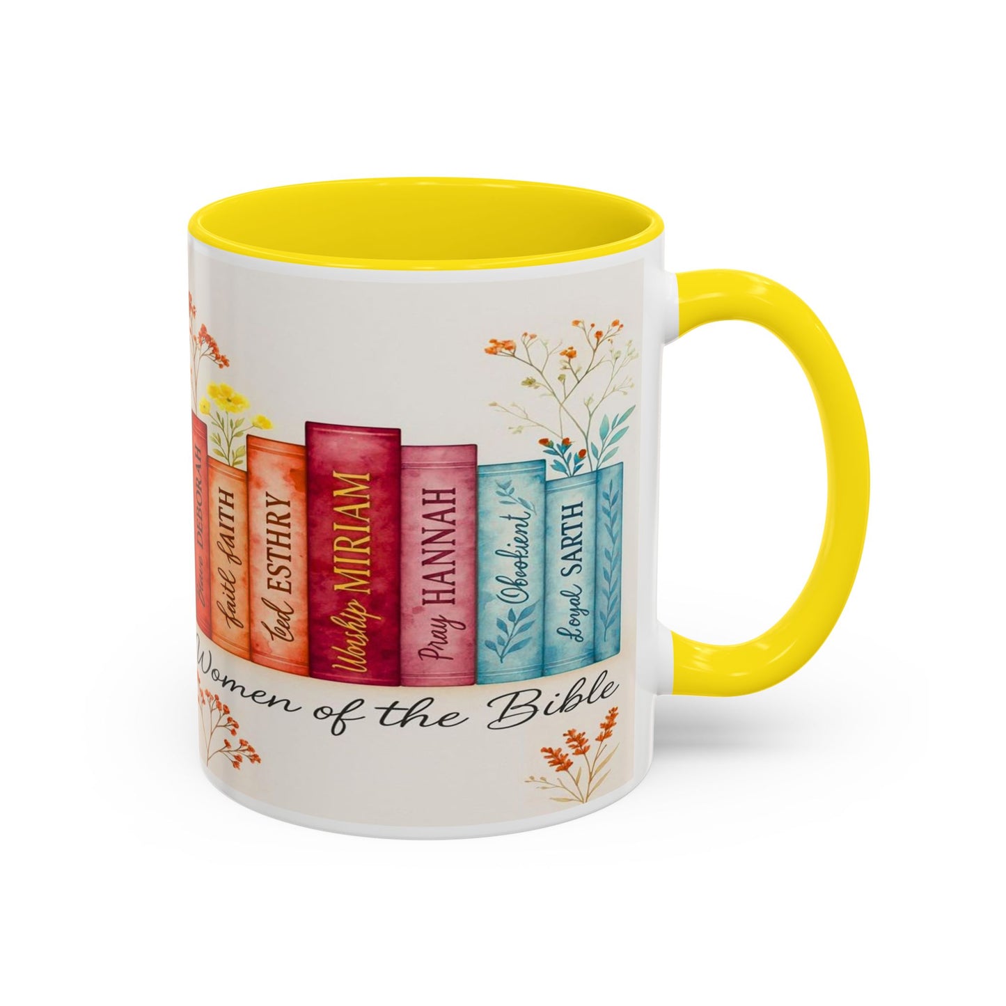 Bible Women Coffee Mug — Floral Illustrated Books Design (11/15 oz)