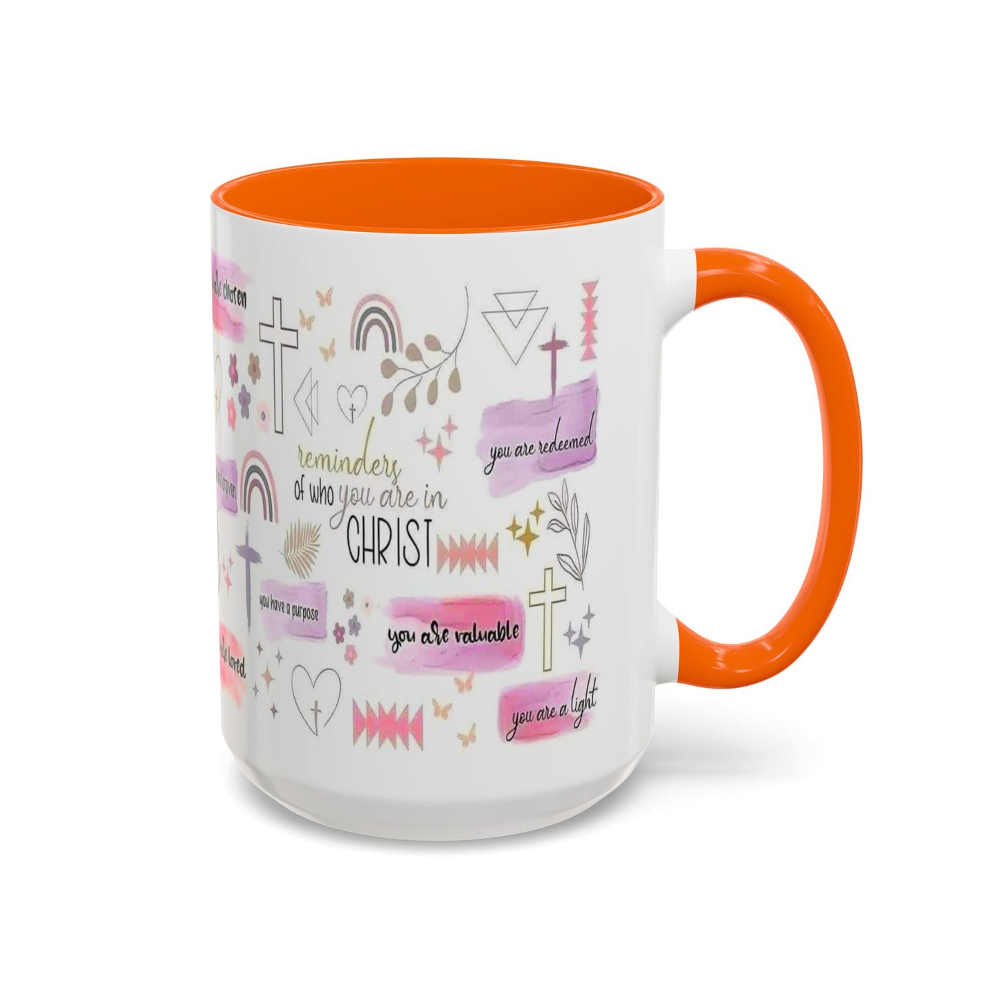 Christian Accent Coffee Mug — "Remind me who you are in Christ" Inspirational Pattern