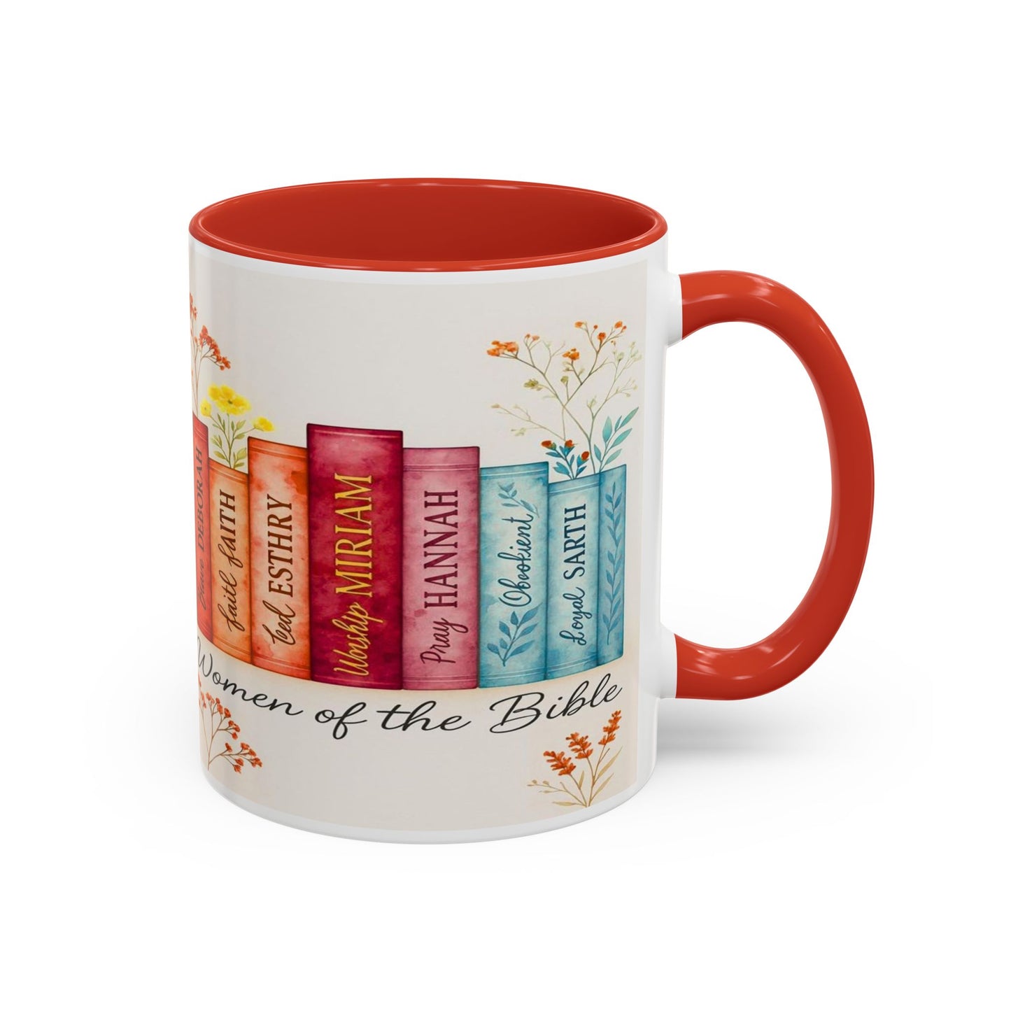 Bible Women Coffee Mug — Floral Illustrated Books Design (11/15 oz)