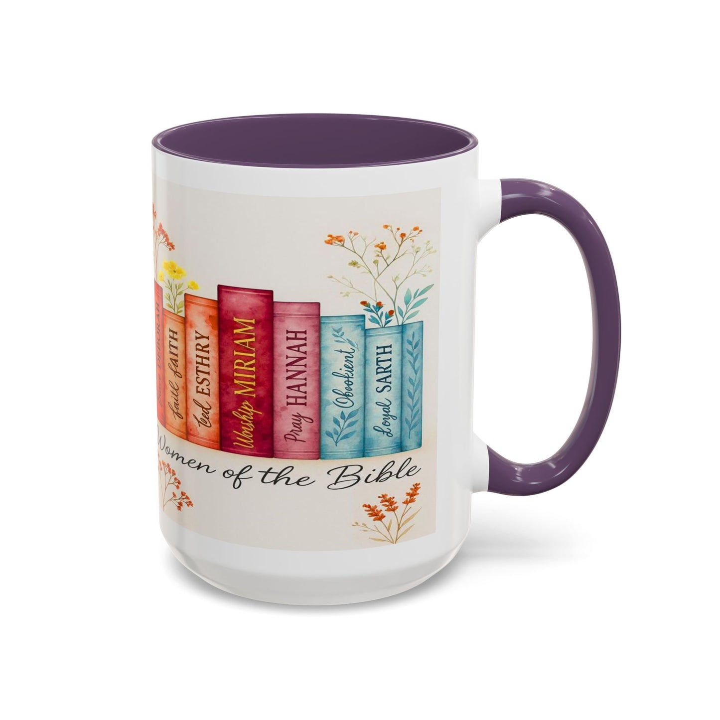 Bible Women Coffee Mug — Floral Illustrated Books Design (11/15 oz)