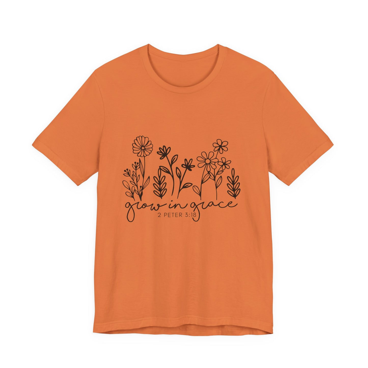 Grow in Grace Floral Tee — Christian Scripture Shirt (2 Peter 3:18)