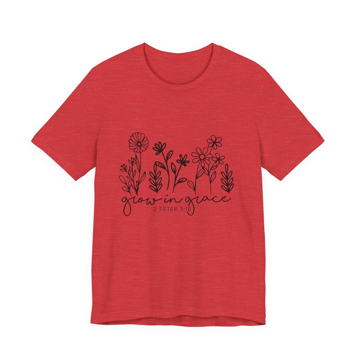 Grow in Grace Floral Tee — Christian Scripture Shirt (2 Peter 3:18)