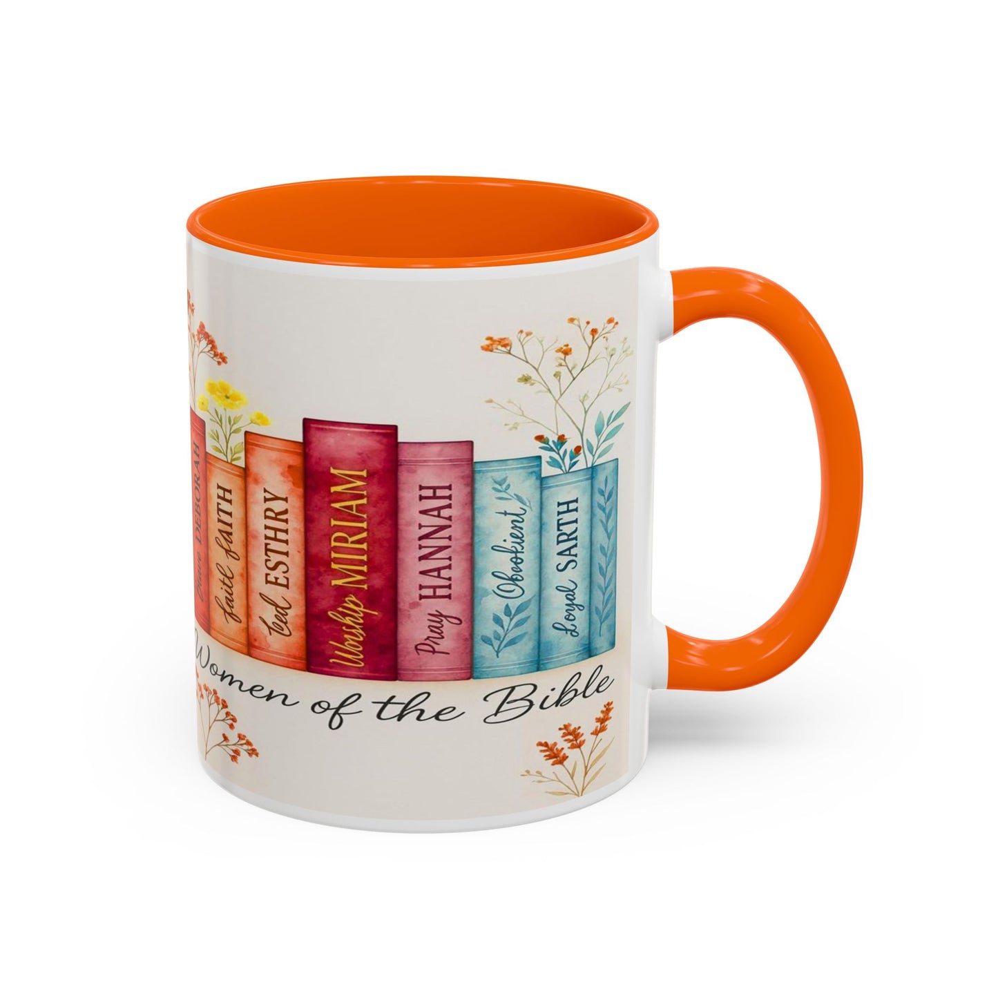Bible Women Coffee Mug — Floral Illustrated Books Design (11/15 oz)
