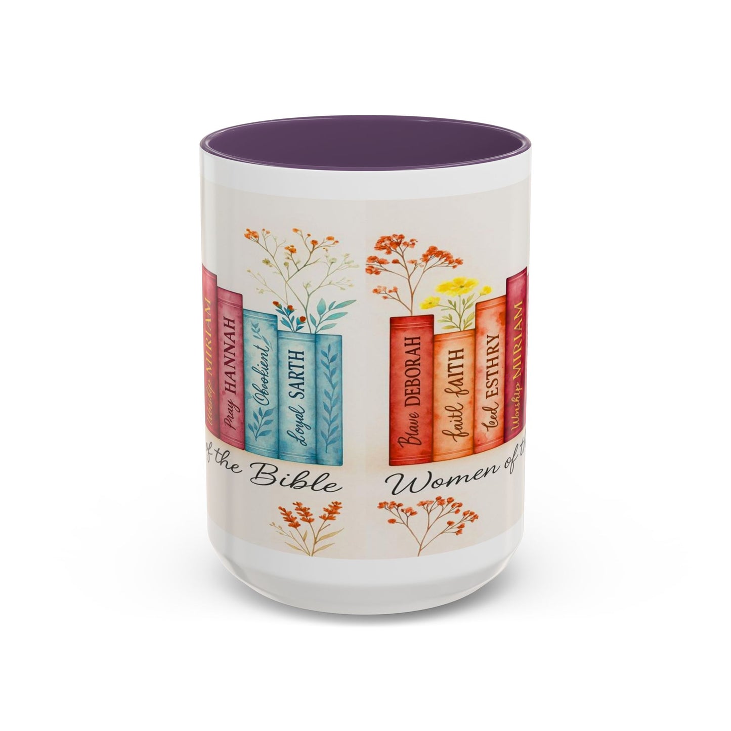 Bible Women Coffee Mug — Floral Illustrated Books Design (11/15 oz)