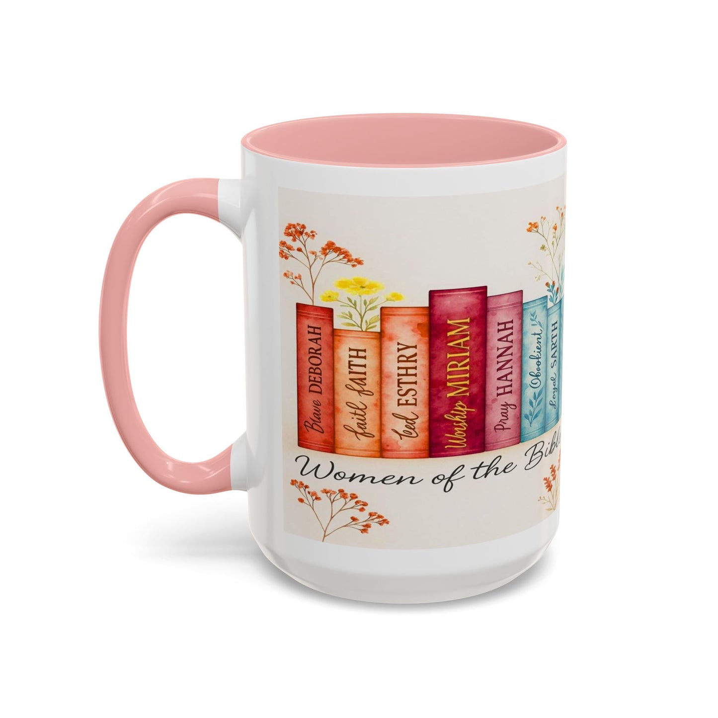 Bible Women Coffee Mug — Floral Illustrated Books Design (11/15 oz)