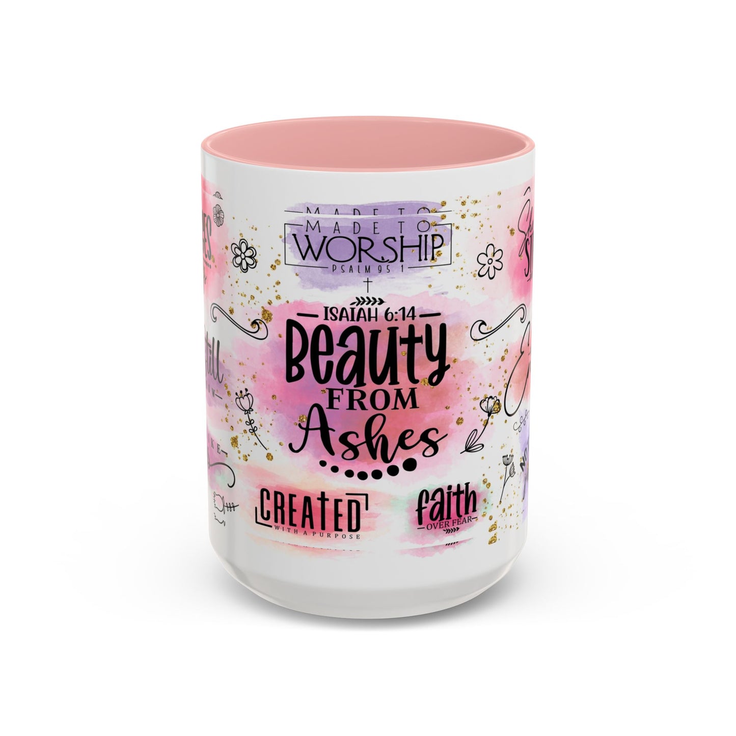 Inspirational Christian Coffee Mug — "Beauty From Ashes" Faith & Strength Accent Mug (11/15oz)