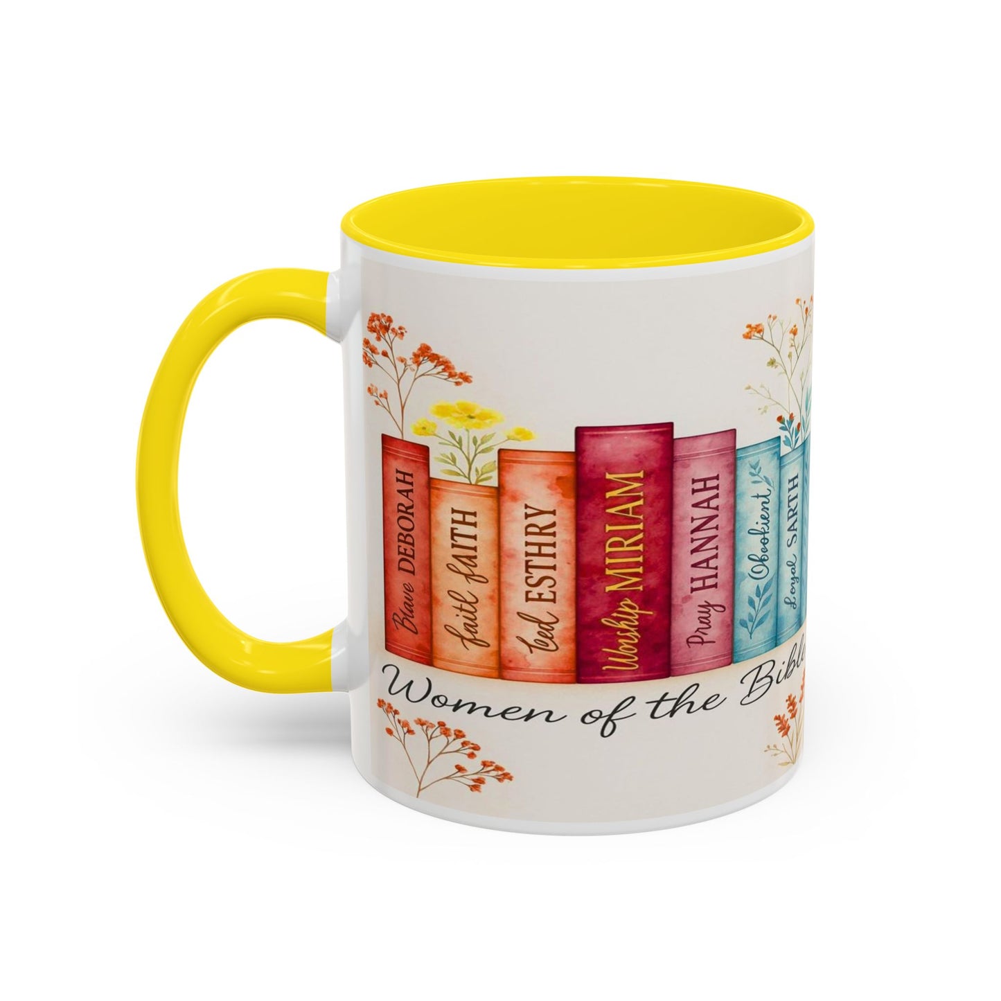 Bible Women Coffee Mug — Floral Illustrated Books Design (11/15 oz)