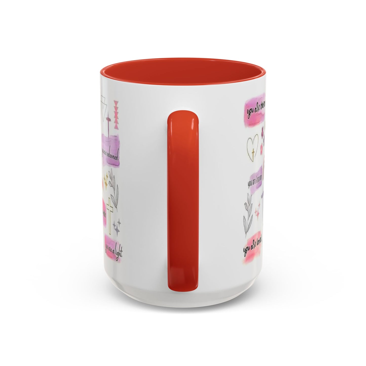 Christian Accent Coffee Mug — "Remind me who you are in Christ" Inspirational Pattern