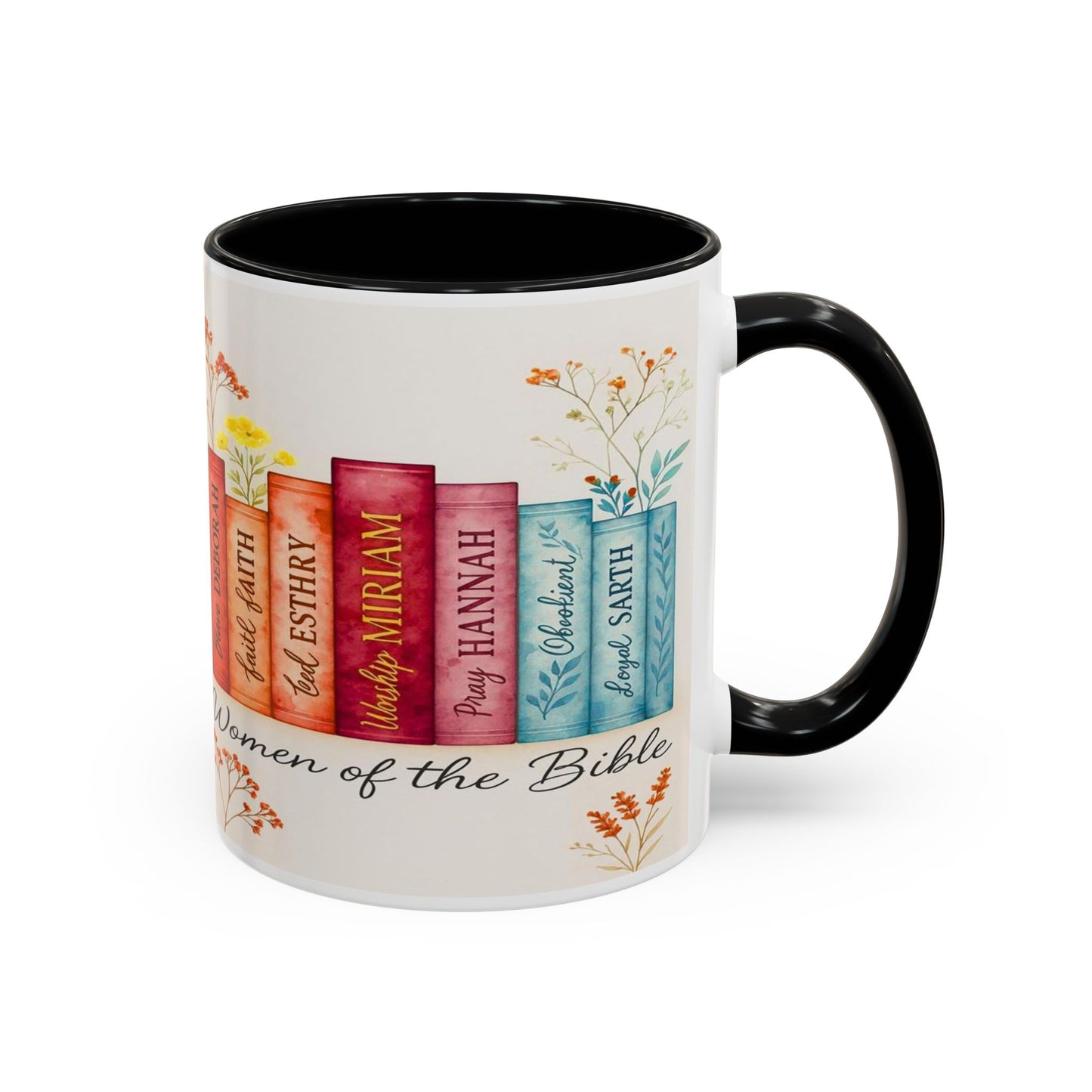 Bible Women Coffee Mug — Floral Illustrated Books Design (11/15 oz)