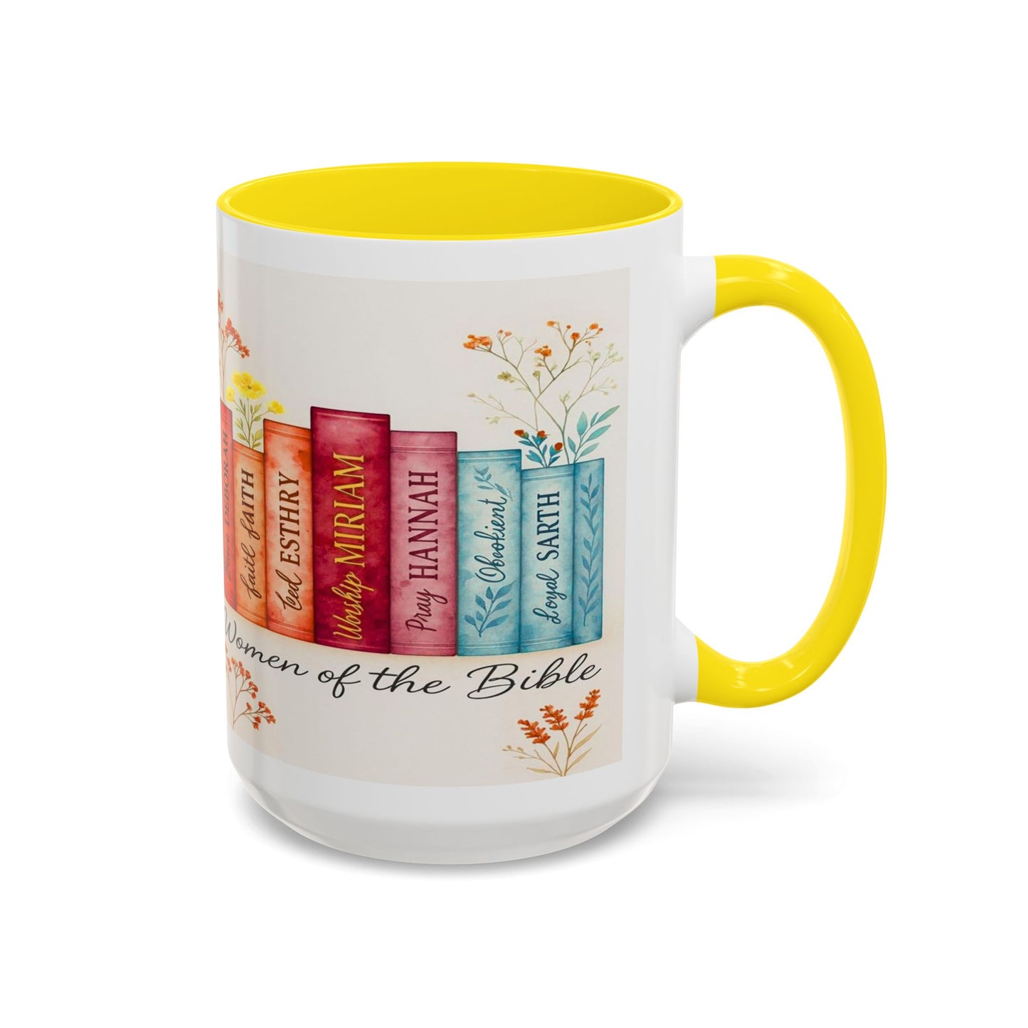 Bible Women Coffee Mug — Floral Illustrated Books Design (11/15 oz)