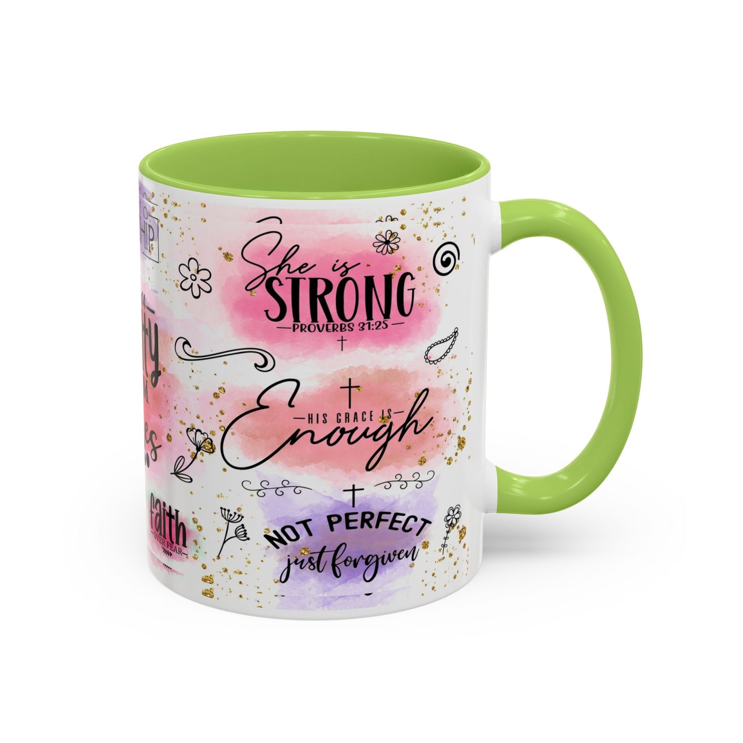 Inspirational Christian Coffee Mug — "Beauty From Ashes" Faith & Strength Accent Mug (11/15oz)