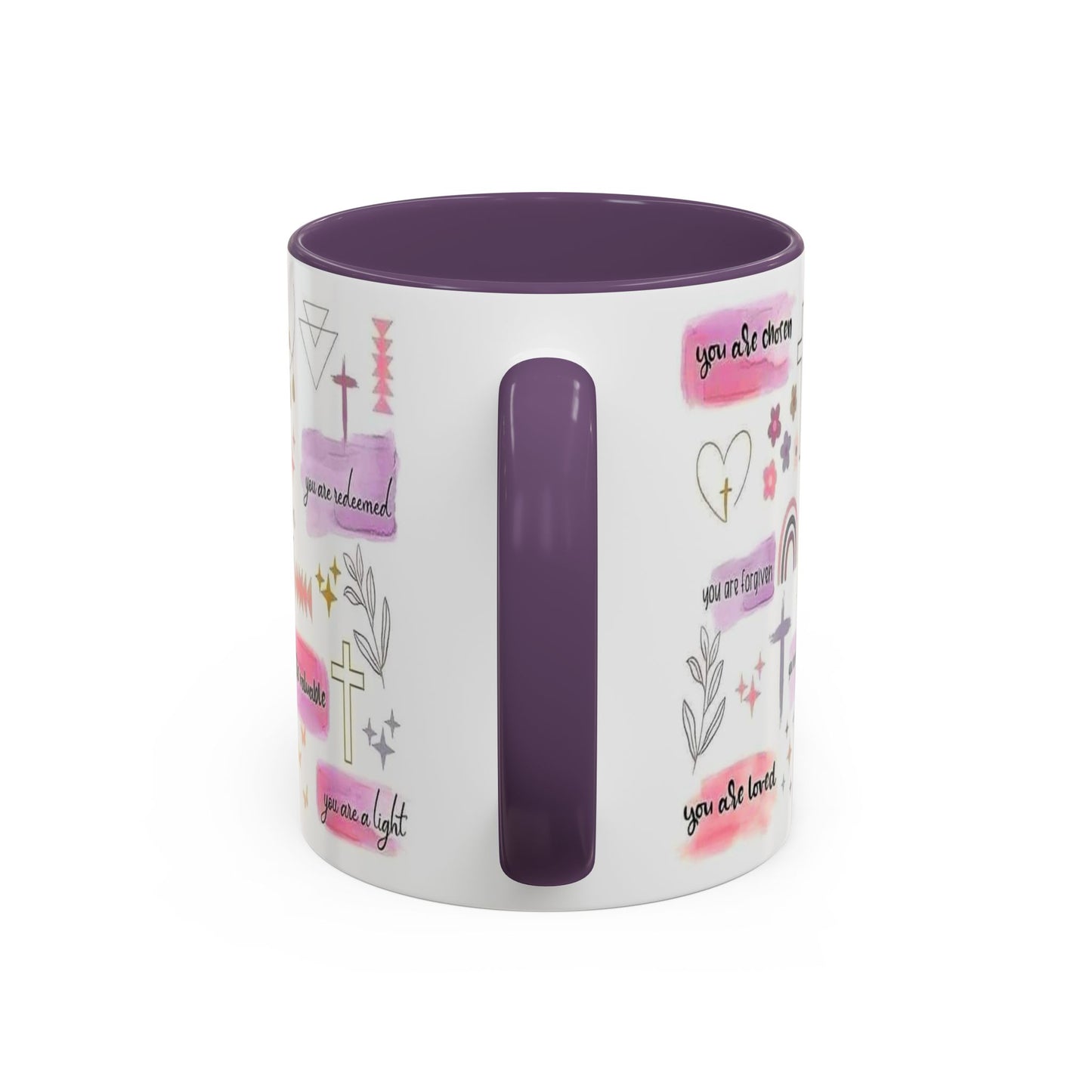 Christian Accent Coffee Mug — "Remind me who you are in Christ" Inspirational Pattern