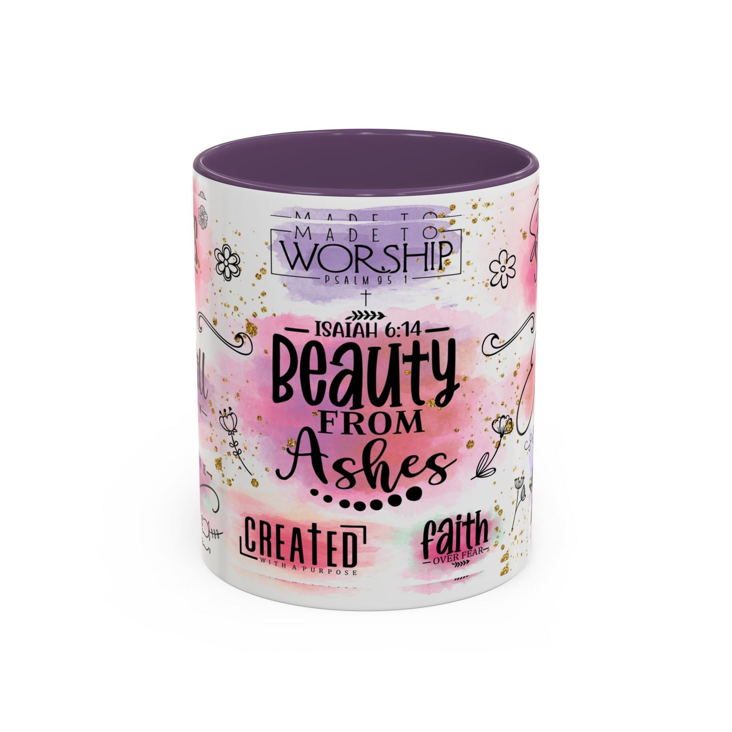 Inspirational Christian Coffee Mug — "Beauty From Ashes" Faith & Strength Accent Mug (11/15oz)