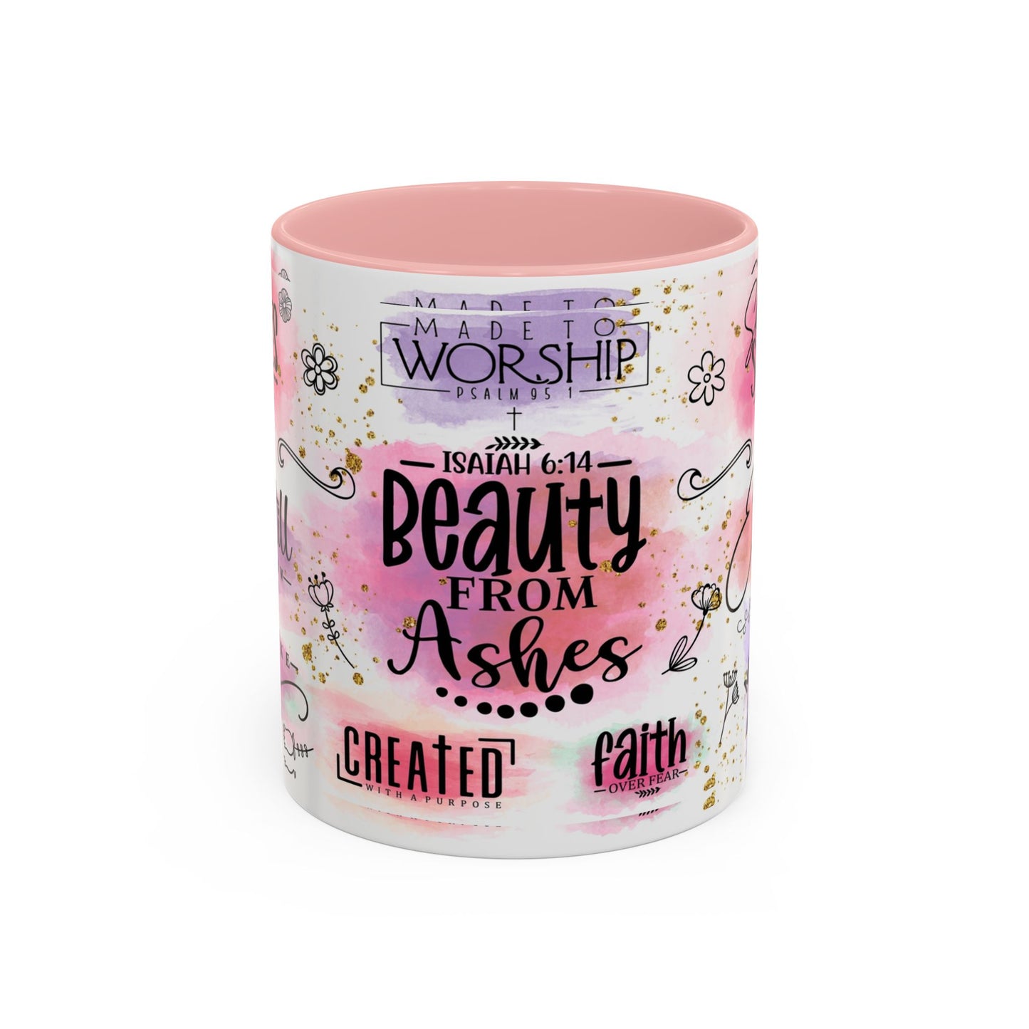 Inspirational Christian Coffee Mug — "Beauty From Ashes" Faith & Strength Accent Mug (11/15oz)