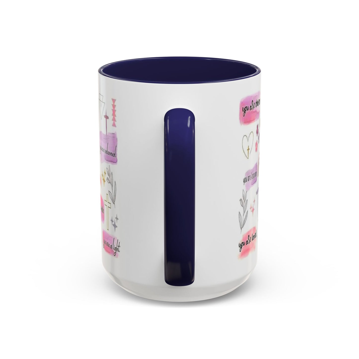 Christian Accent Coffee Mug — "Remind me who you are in Christ" Inspirational Pattern
