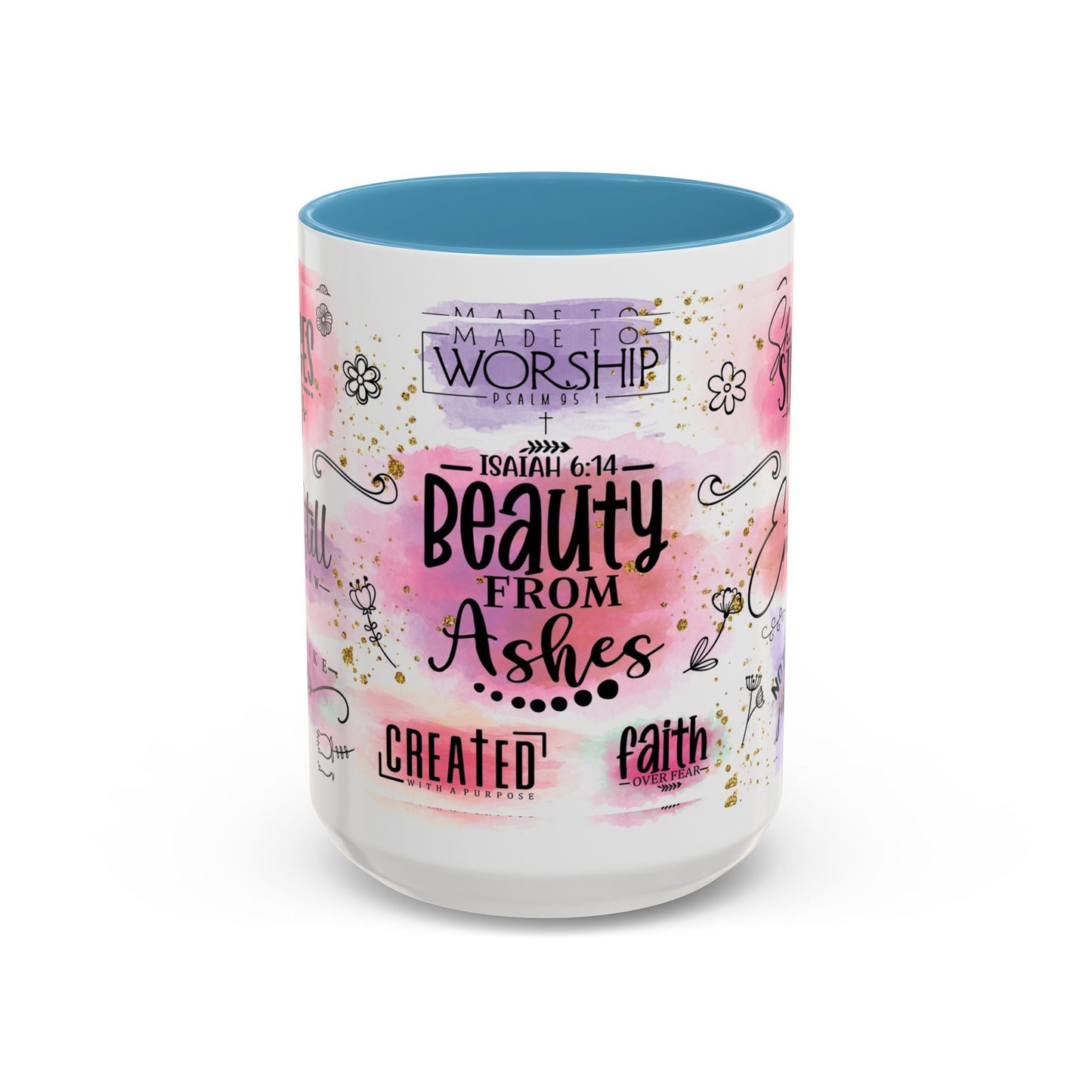 Inspirational Christian Coffee Mug — "Beauty From Ashes" Faith & Strength Accent Mug (11/15oz)